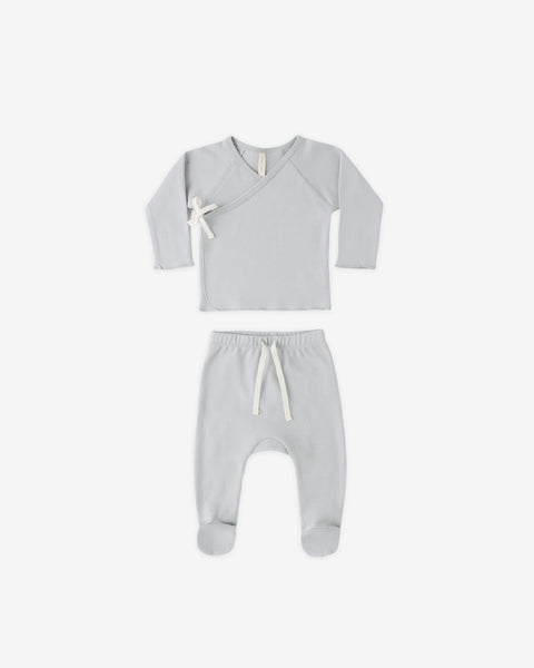 Wrap Top + Footed Pant Set Sky – Quincy Mae