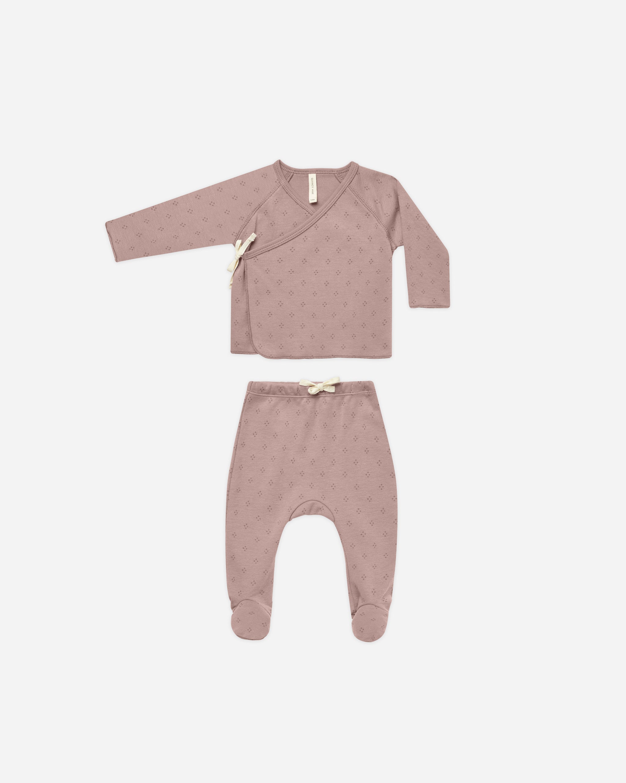 Wrap Top + Footed Pant Set || Dotty - Rylee + Cru | Kids Clothes | Trendy Baby Clothes | Modern Infant Outfits |