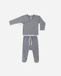 Wrap Top + Footed Pant Set Slate - Rylee + Cru | Kids Clothes | Trendy Baby Clothes | Modern Infant Outfits |