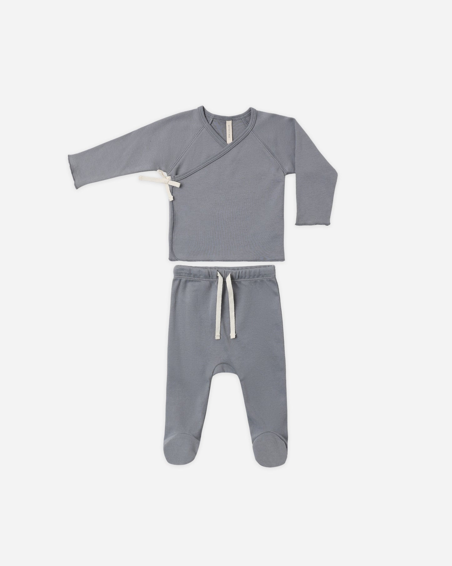 Wrap Top + Footed Pant Set Slate - Rylee + Cru | Kids Clothes | Trendy Baby Clothes | Modern Infant Outfits |