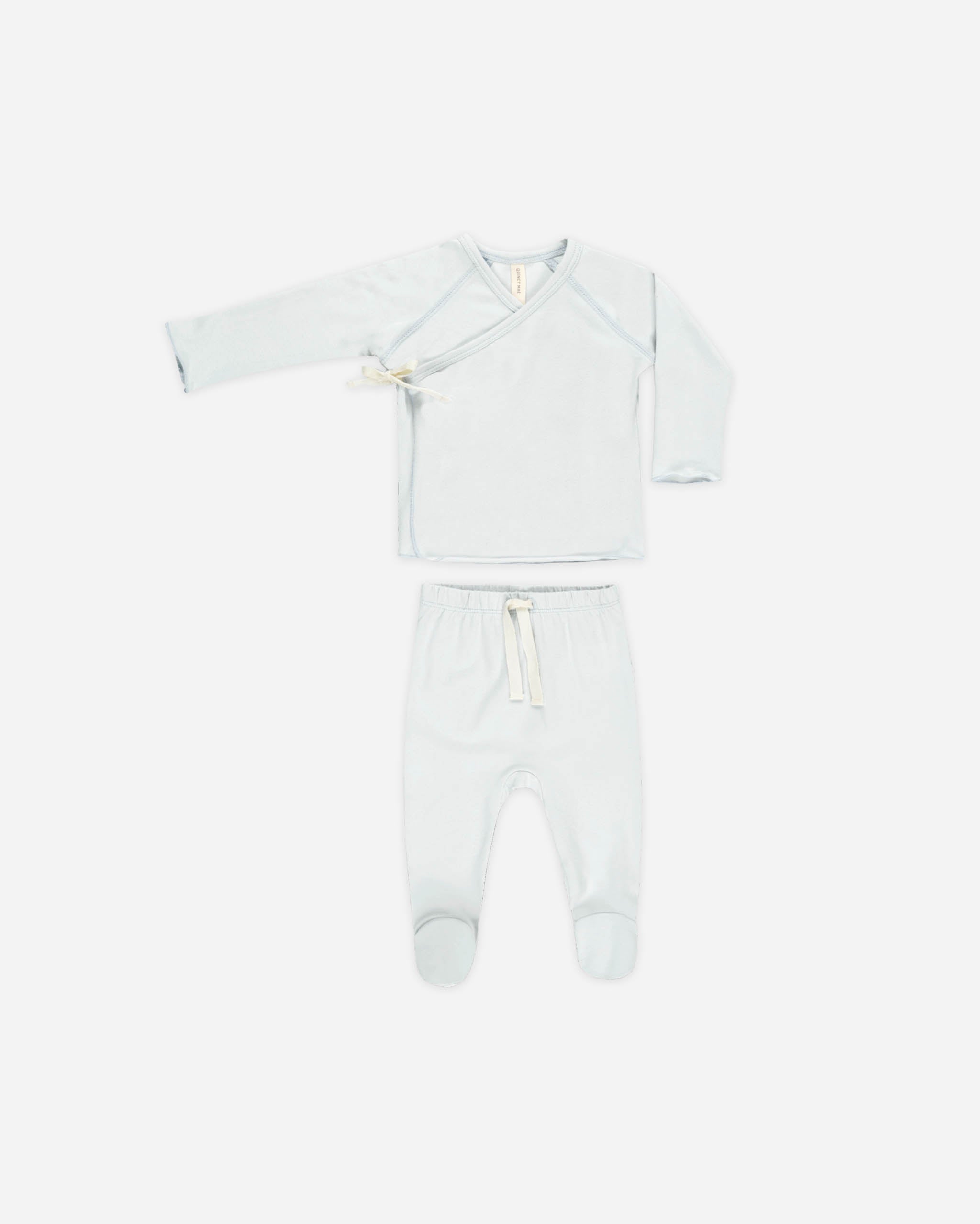 Wrap Top + Footed Pant Set || Fog - Rylee + Cru | Kids Clothes | Trendy Baby Clothes | Modern Infant Outfits |