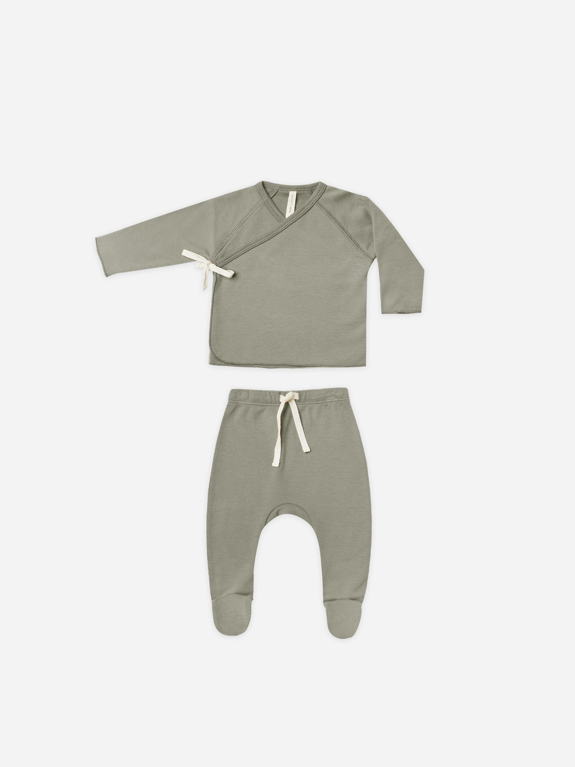 Wrap Top + Footed Pant Set || Basil - Rylee + Cru | Kids Clothes | Trendy Baby Clothes | Modern Infant Outfits |