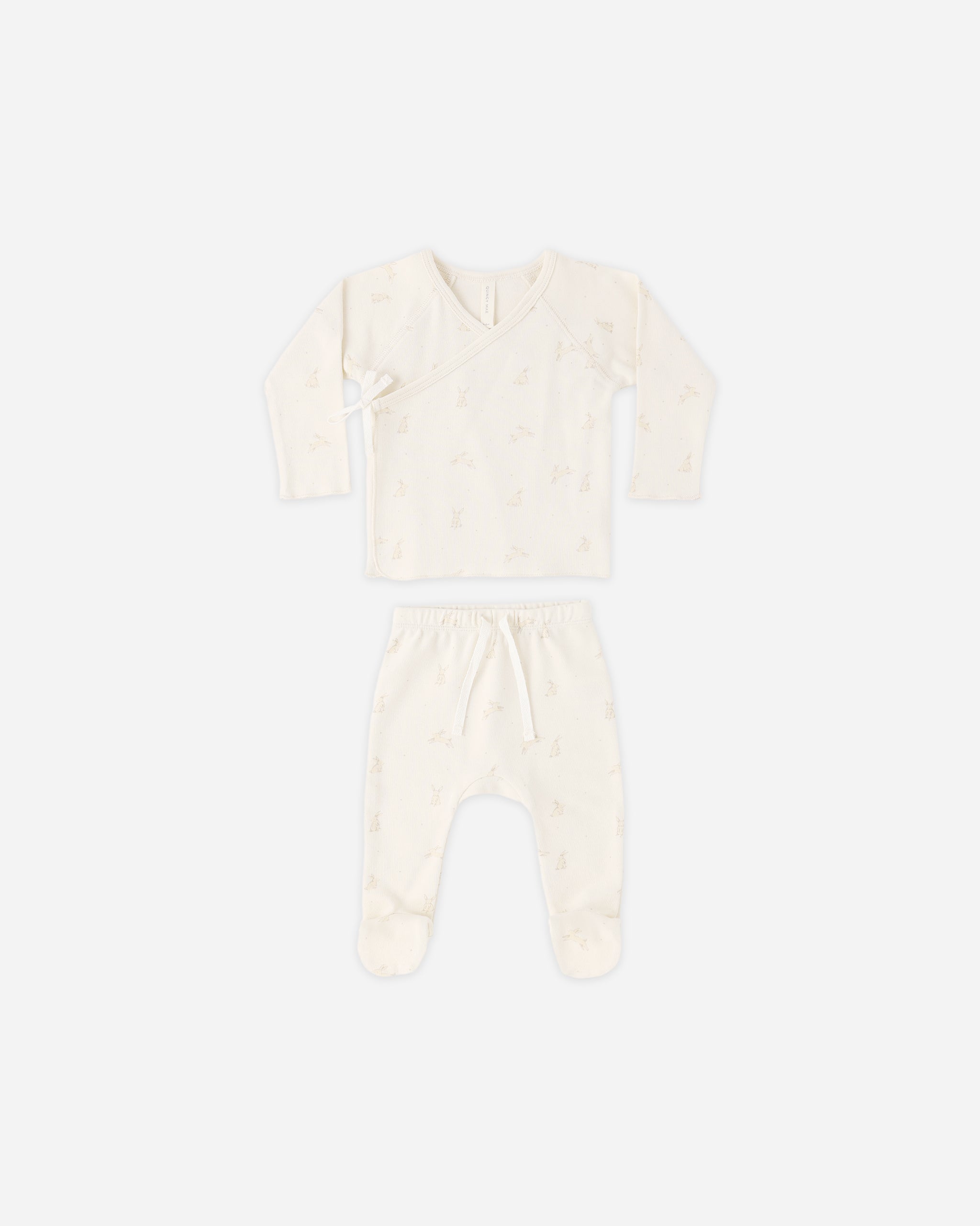 Wrap Top + Footed Pant Set Bunnies – Quincy Mae