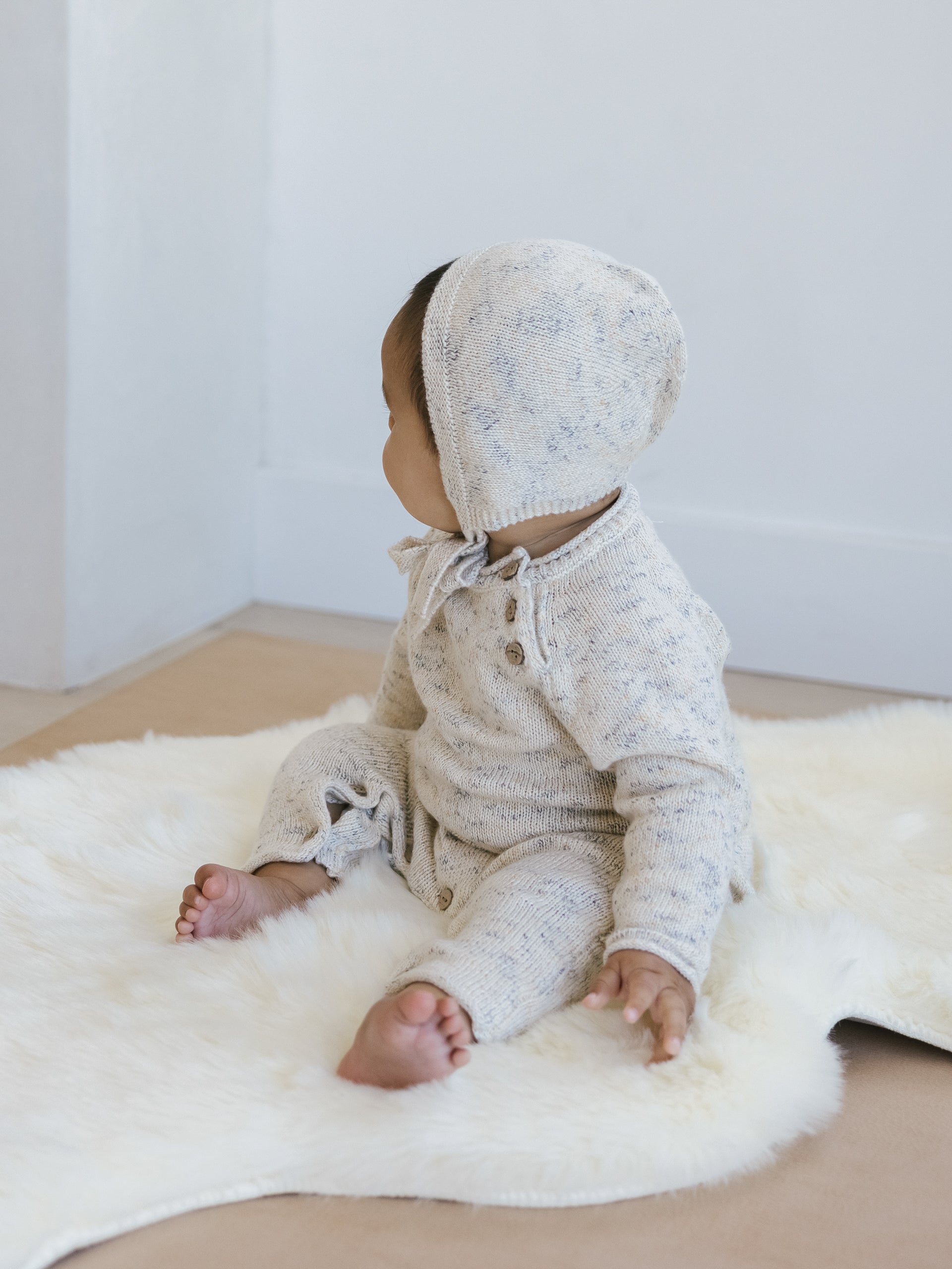 Knit Bonnet || Natural Speckled - Rylee + Cru | Kids Clothes | Trendy Baby Clothes | Modern Infant Outfits |