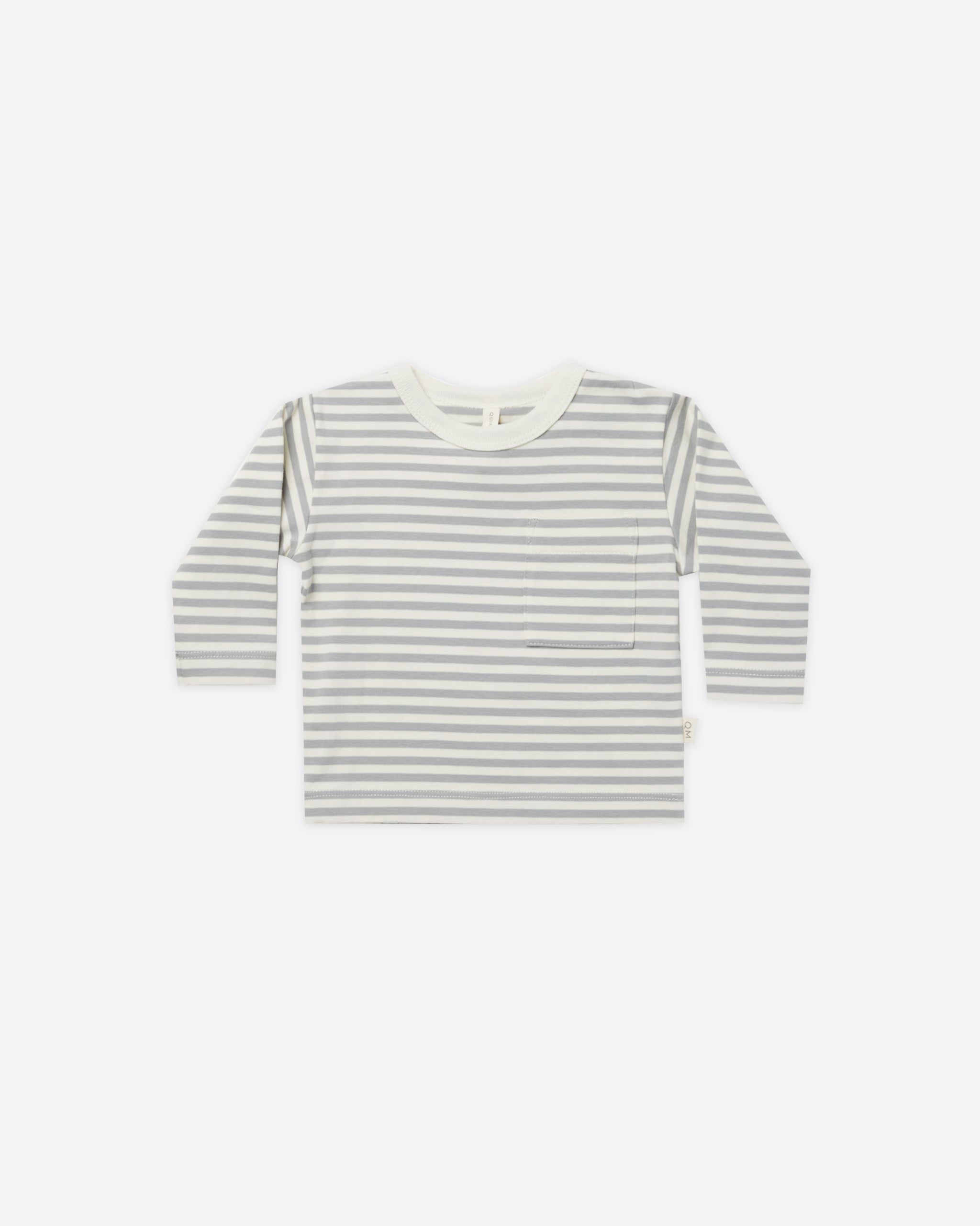 Long Sleeve Pocket Tee || Dusty Blue Stripe