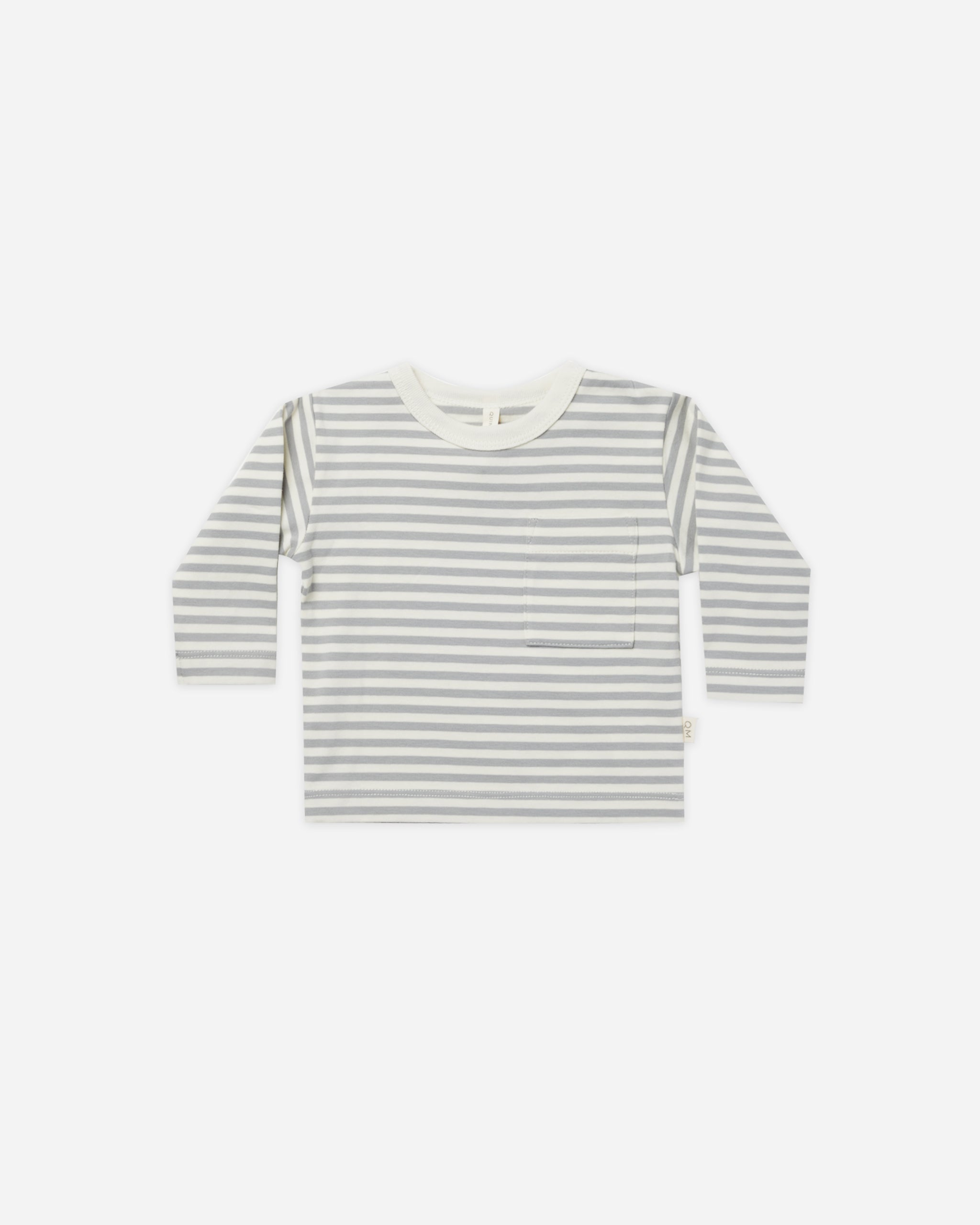 Long Sleeve Pocket Tee || Dusty Blue Stripe - Rylee + Cru | Kids Clothes | Trendy Baby Clothes | Modern Infant Outfits |