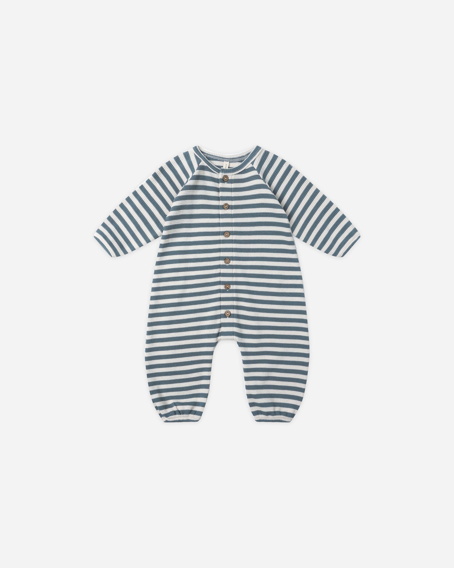 Waffle Long Sleeve Jumpsuit || Ocean Stripe - Rylee + Cru | Kids Clothes | Trendy Baby Clothes | Modern Infant Outfits |