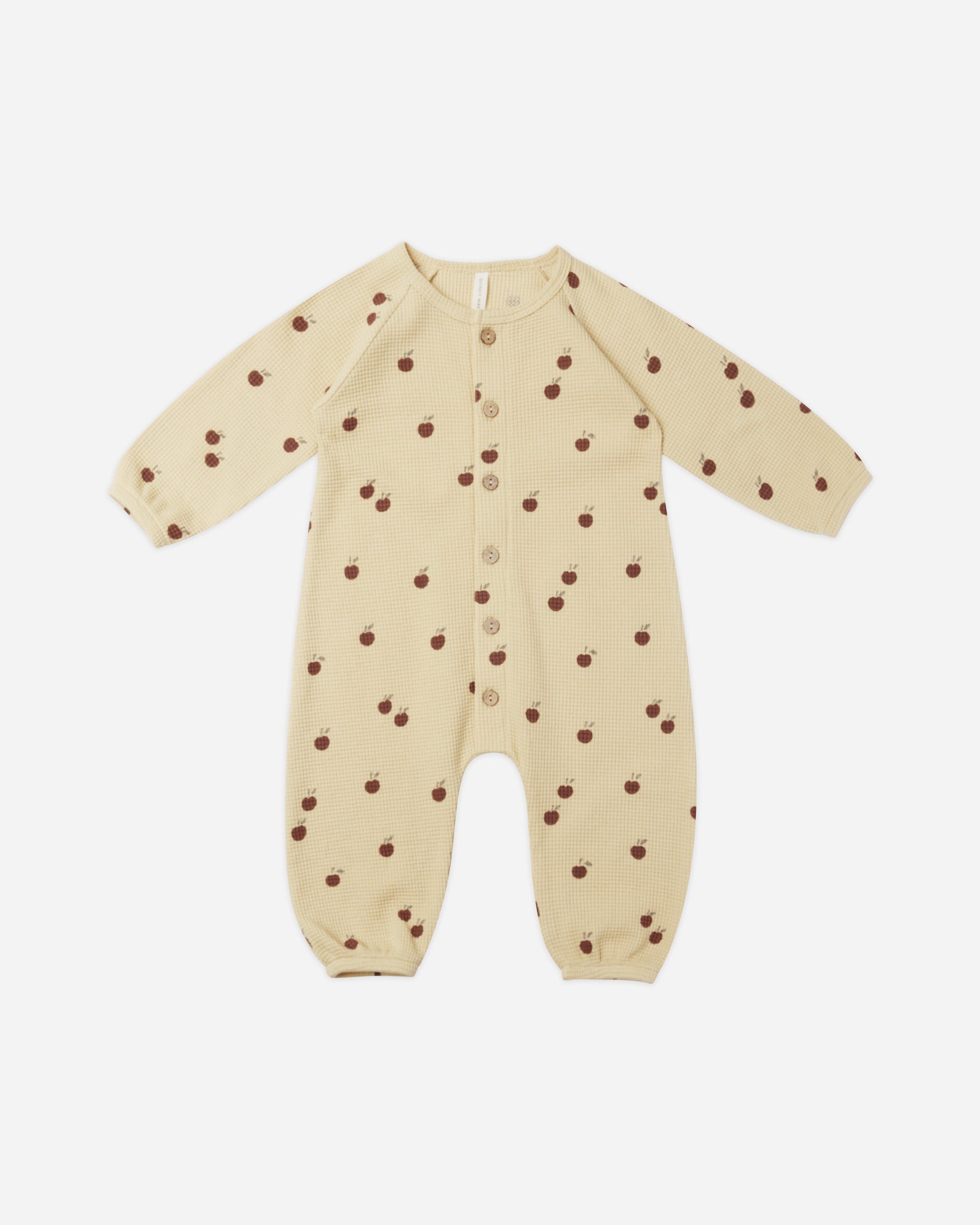Waffle Long Sleeve Jumpsuit || Apples - Rylee + Cru | Kids Clothes | Trendy Baby Clothes | Modern Infant Outfits |