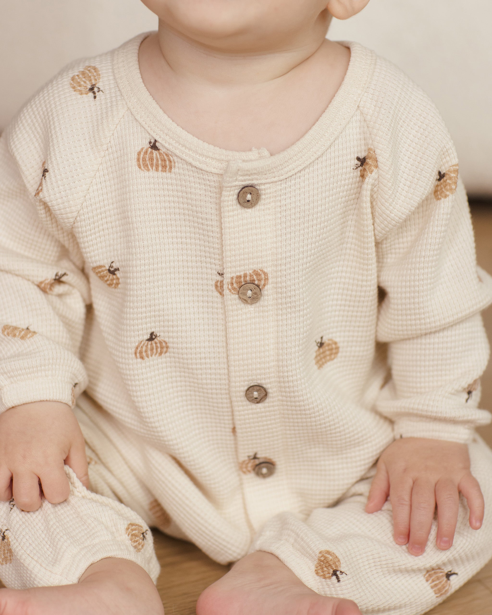 Waffle Long Sleeve Jumpsuit || Pumpkins