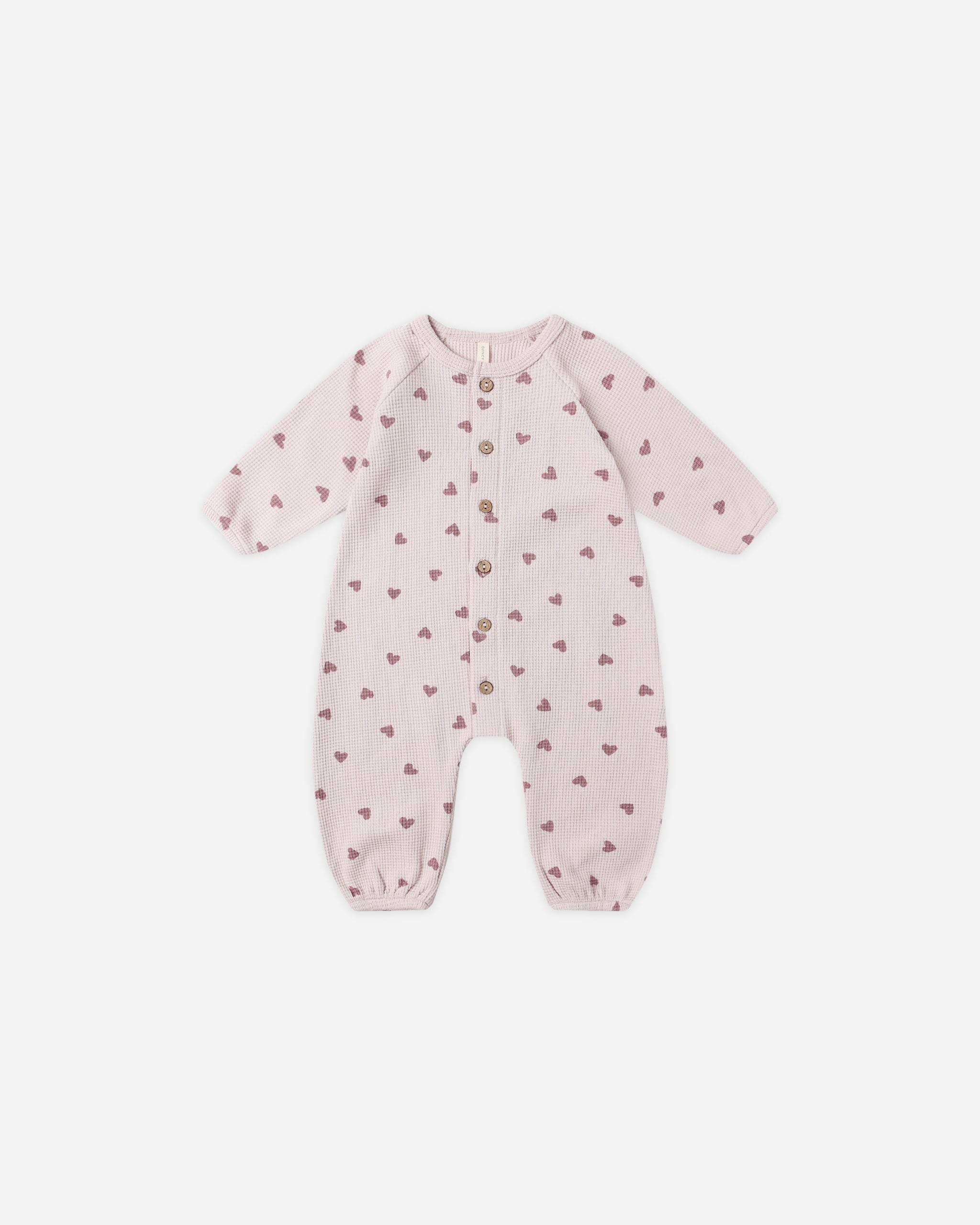 Waffle Long Sleeve Jumpsuit || Hearts - Rylee + Cru | Kids Clothes | Trendy Baby Clothes | Modern Infant Outfits |