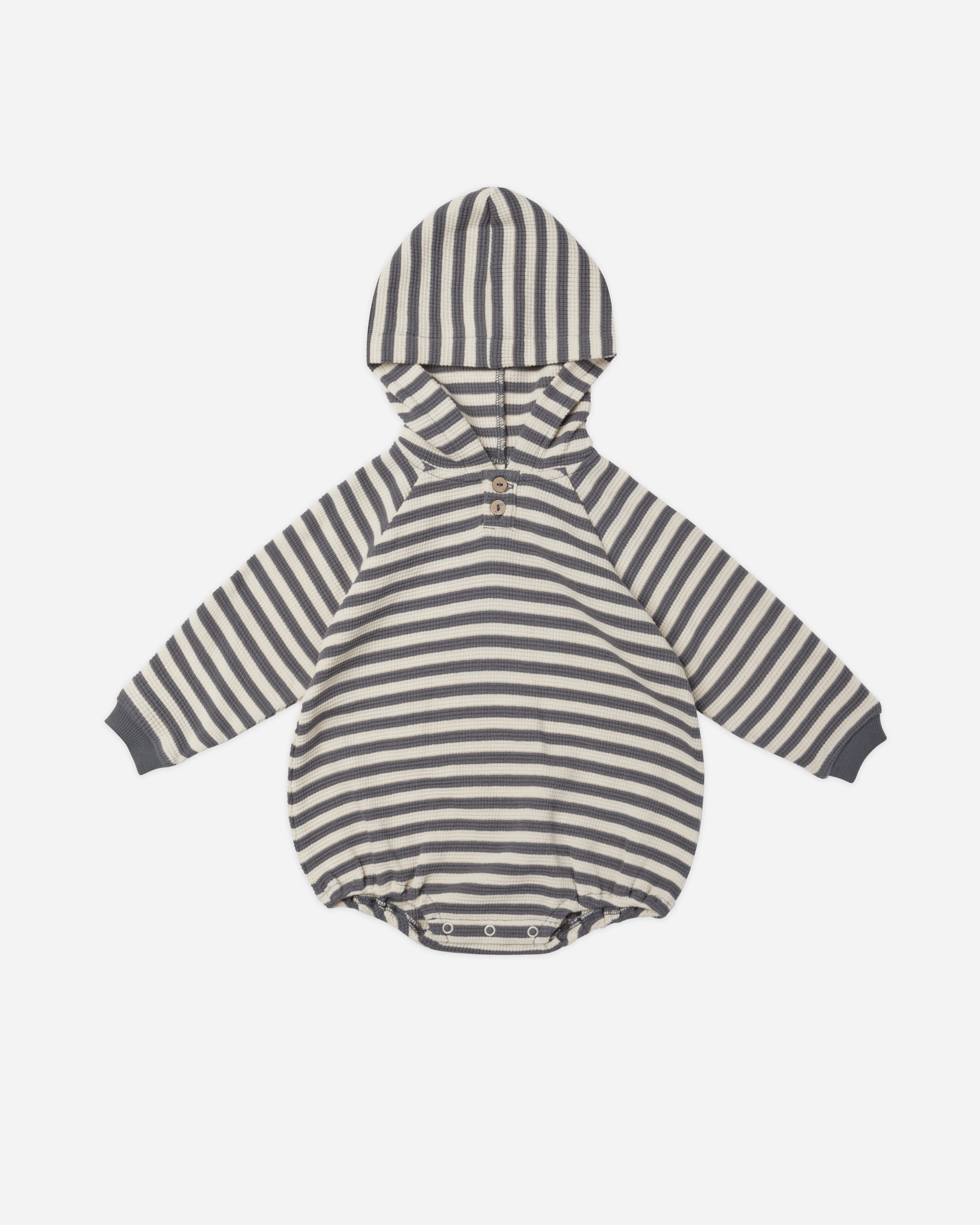 Waffle Hooded Bubble Romper || Navy Stripe - Rylee + Cru | Kids Clothes | Trendy Baby Clothes | Modern Infant Outfits |