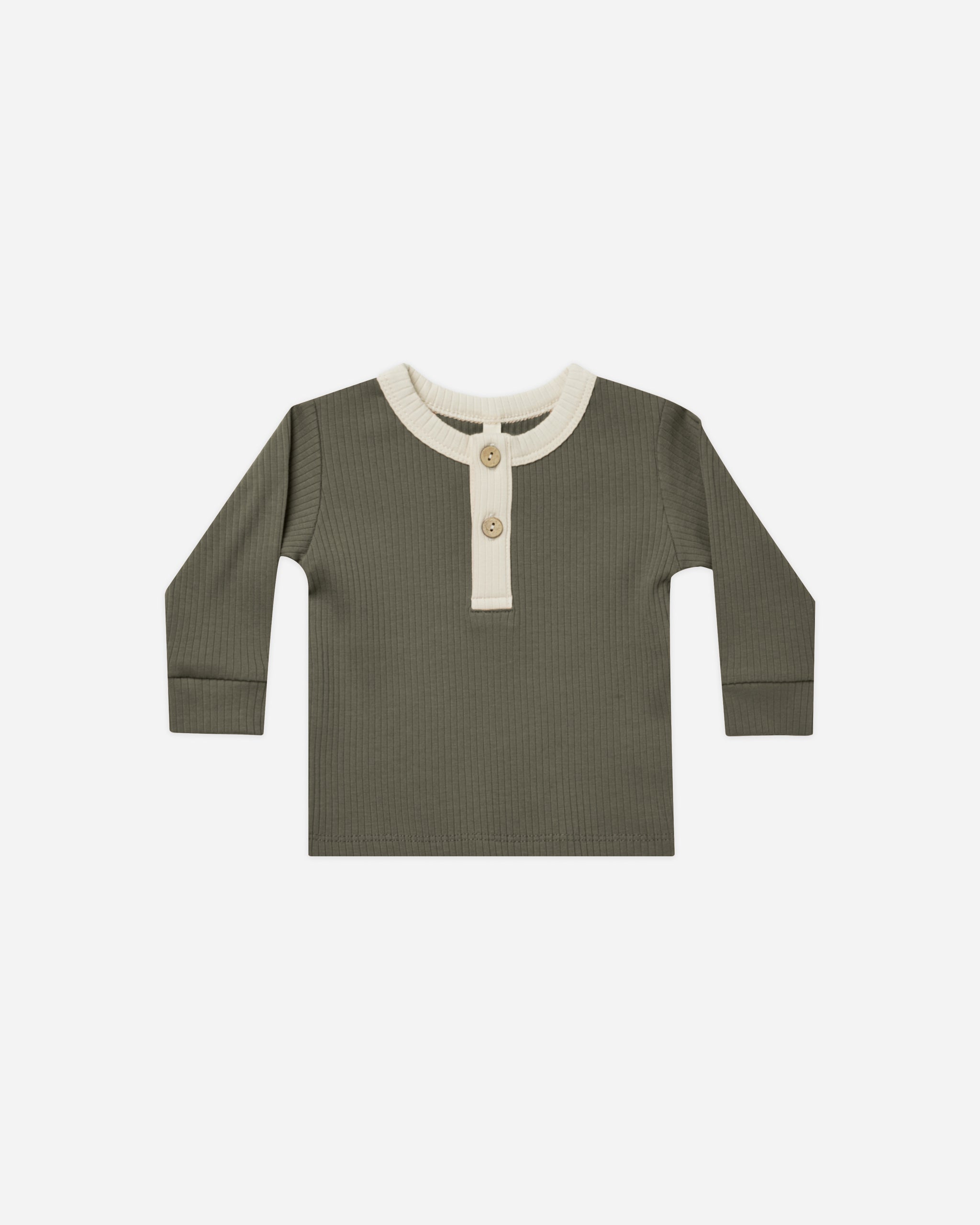 Ribbed Long Sleeve Henley || Forest - Rylee + Cru | Kids Clothes | Trendy Baby Clothes | Modern Infant Outfits |