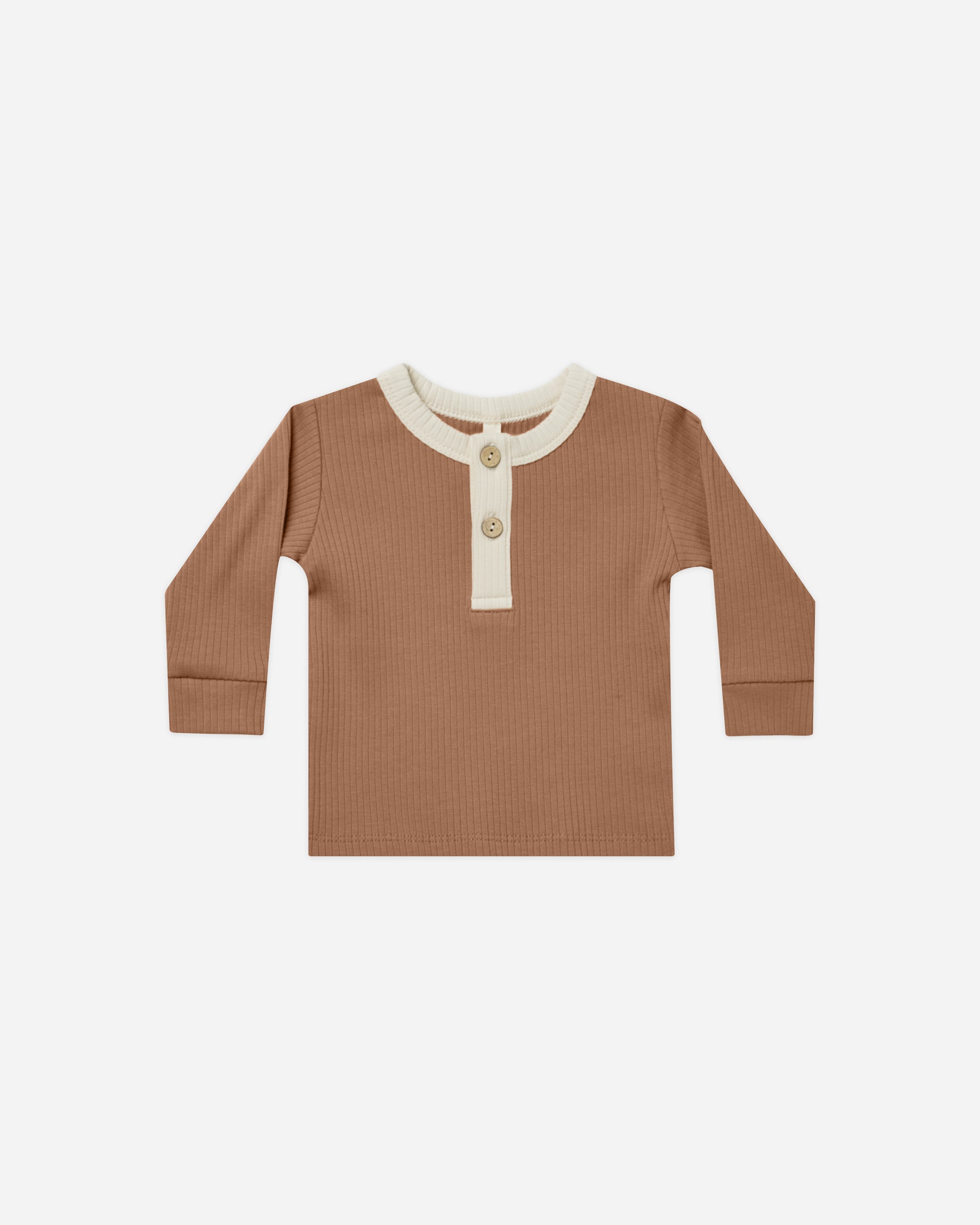 Ribbed Long Sleeve Henley || Cinnamon - Rylee + Cru | Kids Clothes | Trendy Baby Clothes | Modern Infant Outfits |