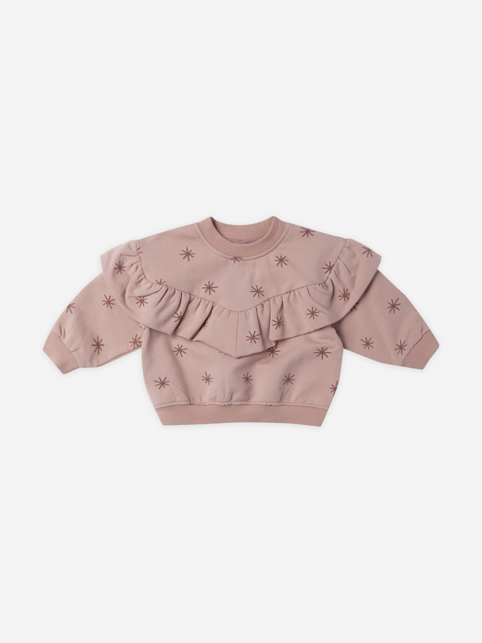 Ruffle Fleece Sweatshirt || Snow Stars - Rylee + Cru | Kids Clothes | Trendy Baby Clothes | Modern Infant Outfits |