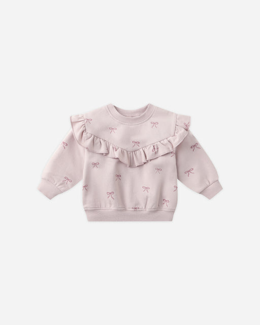 Ruffle Fleece Sweatshirt || Bows - Rylee + Cru | Kids Clothes | Trendy Baby Clothes | Modern Infant Outfits |
