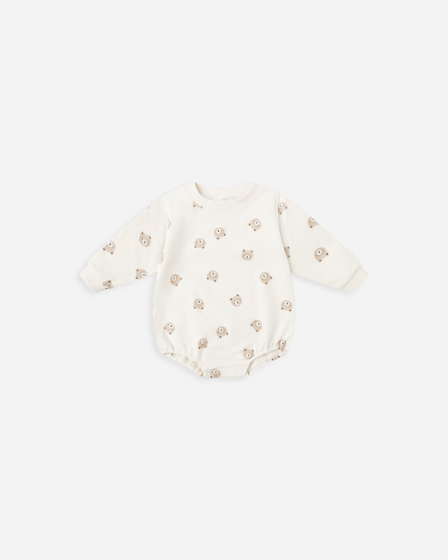 Crewneck Bubble Romper || Brown Bear - Rylee + Cru | Kids Clothes | Trendy Baby Clothes | Modern Infant Outfits |