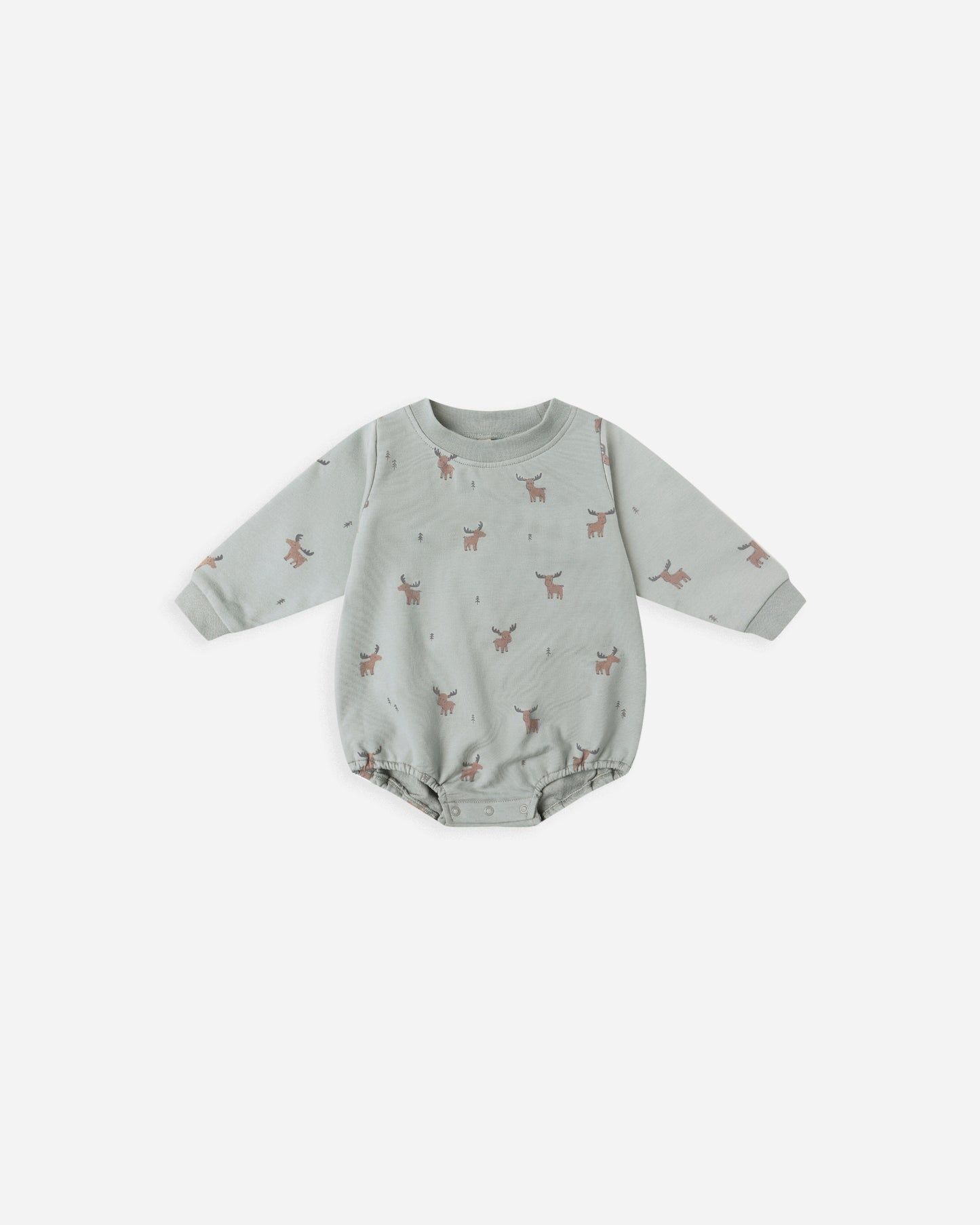 Crewneck Bubble Romper || Moose - Rylee + Cru | Kids Clothes | Trendy Baby Clothes | Modern Infant Outfits |