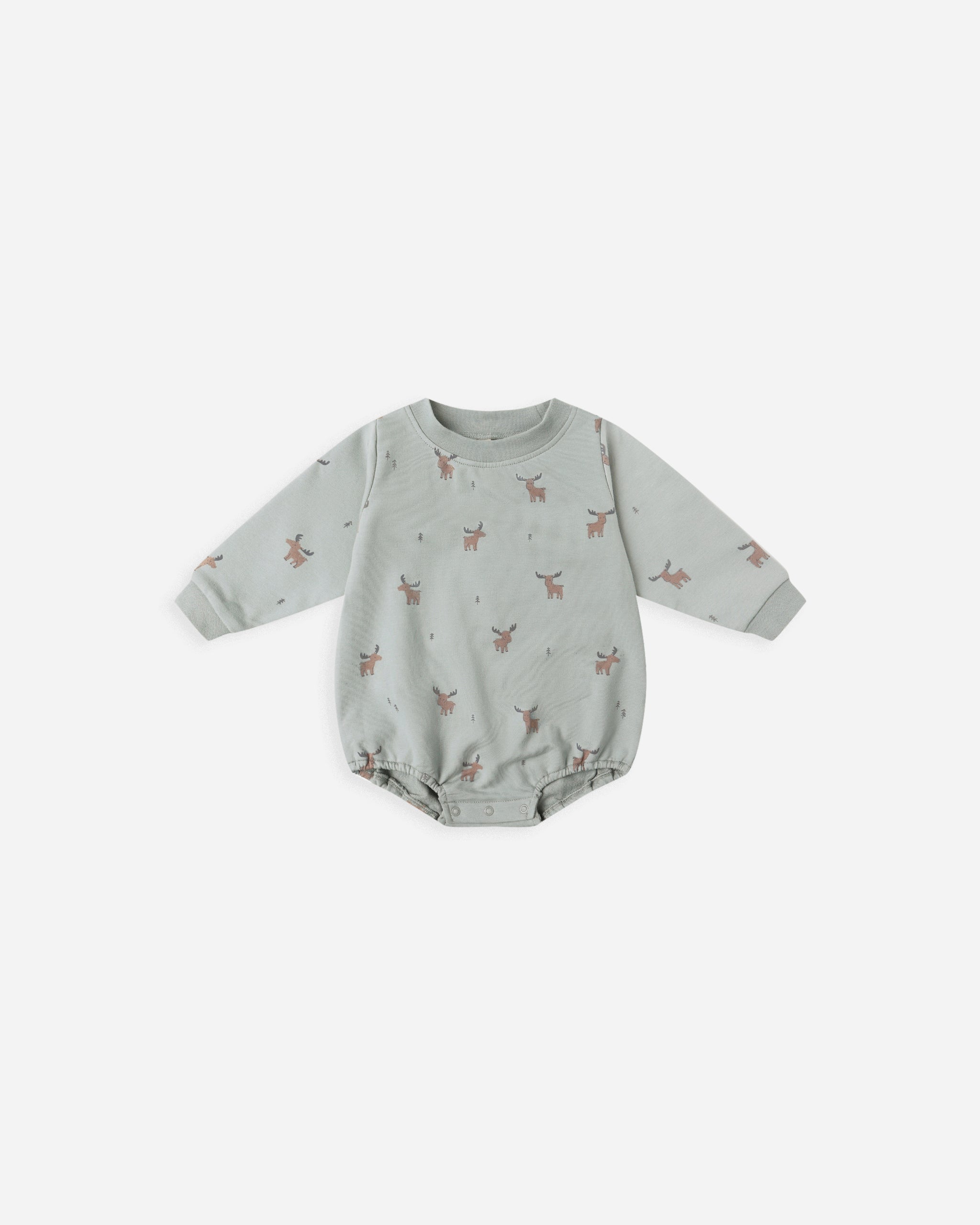 Crewneck Bubble Romper || Moose - Rylee + Cru | Kids Clothes | Trendy Baby Clothes | Modern Infant Outfits |
