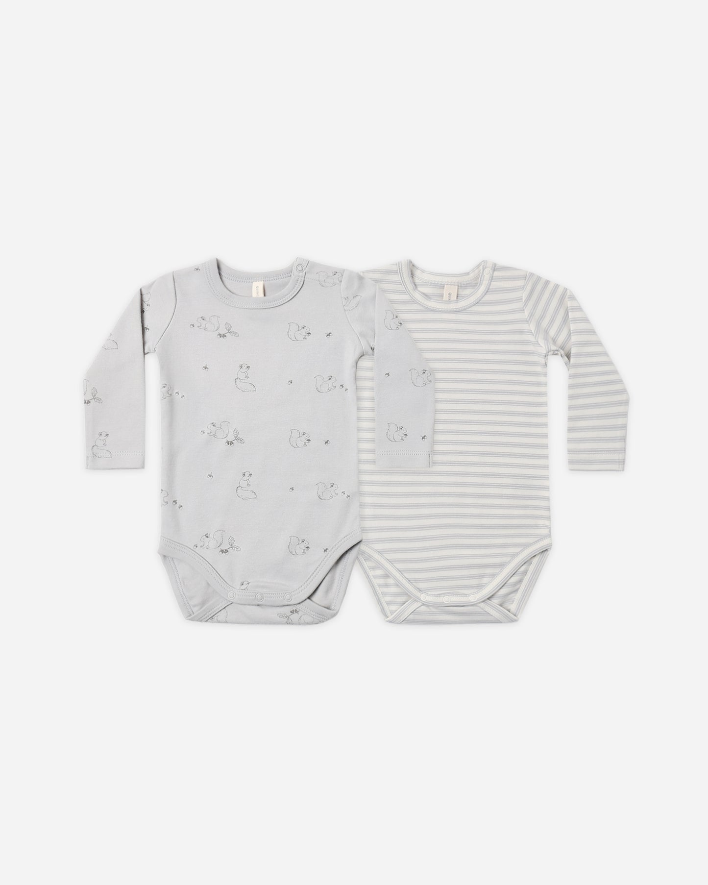 Jersey Bodysuit, 2 Pack Squirrel, Cloud Stripe - Rylee + Cru | Kids Clothes | Trendy Baby Clothes | Modern Infant Outfits |