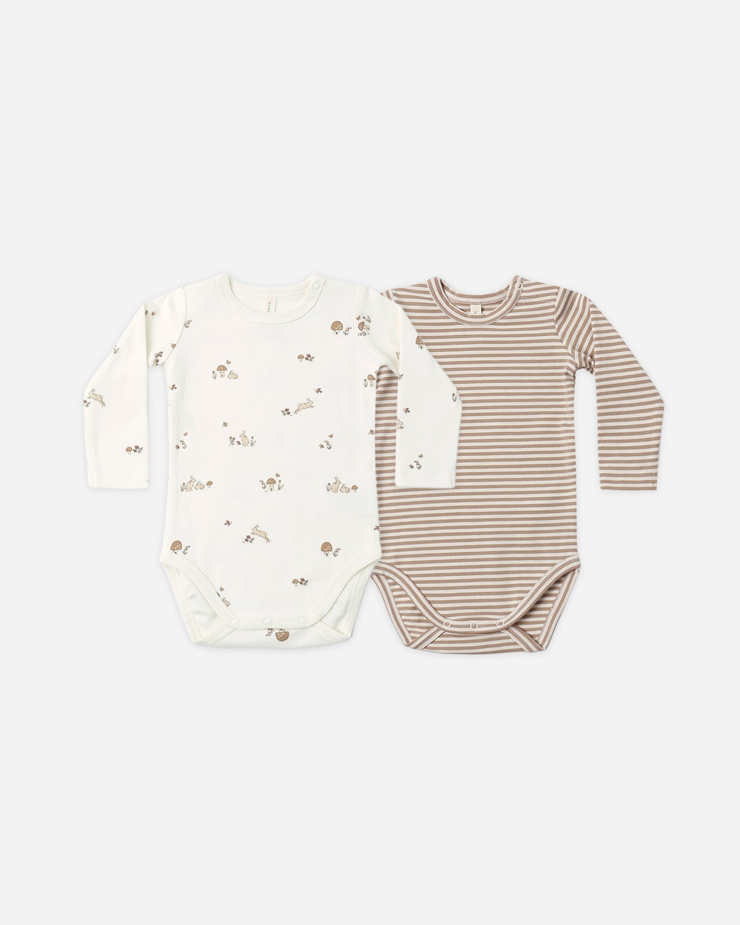 Jersey Bodysuit, 2 Pack Bunnies, Almond Stripe