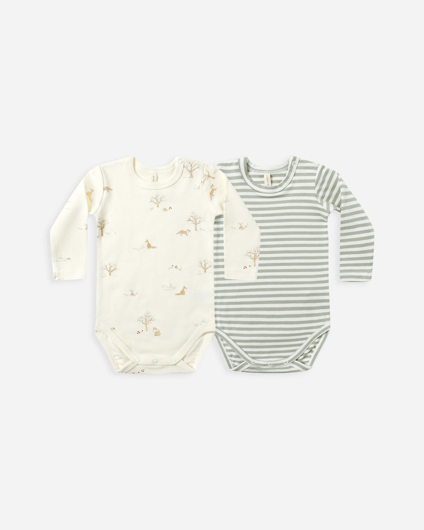 Jersey Bodysuit, 2 Pack || Fox Land, Fern Stripe - Rylee + Cru | Kids Clothes | Trendy Baby Clothes | Modern Infant Outfits |