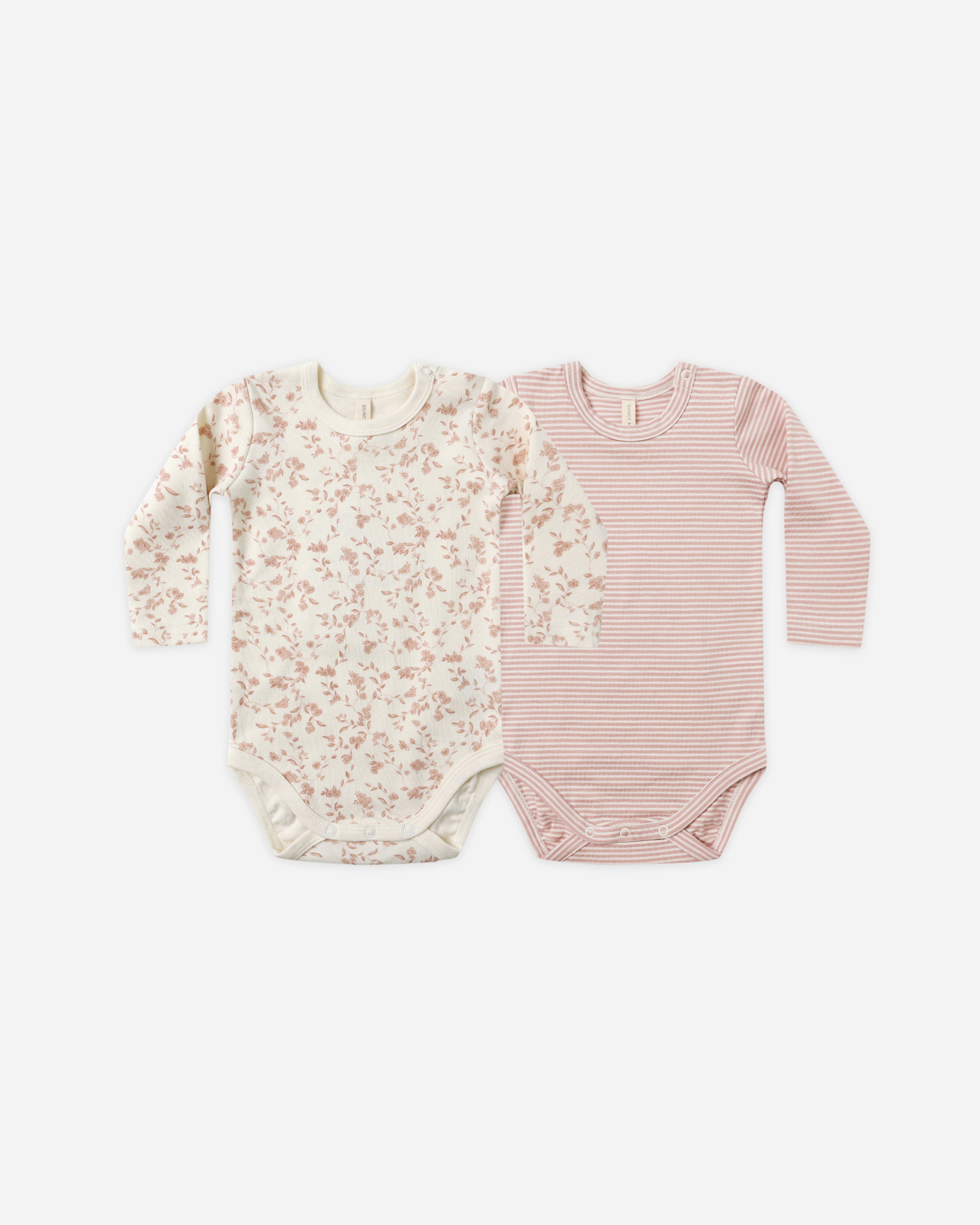 Jersey Bodysuit, 2 Pack || French Garden, Rose Micro Stripe - Rylee + Cru | Kids Clothes | Trendy Baby Clothes | Modern Infant Outfits |