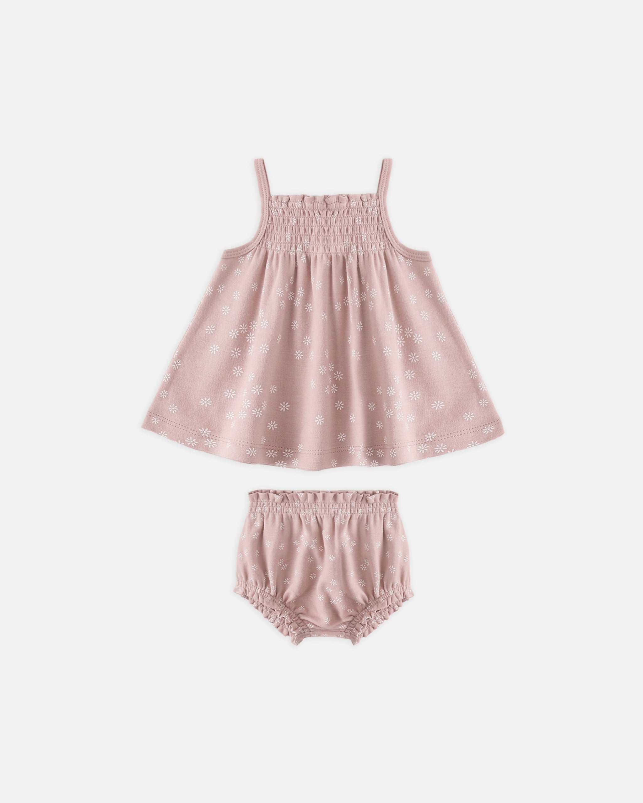 Smocked Tank + Bloomer Set Mauve Daisy - Rylee + Cru | Kids Clothes | Trendy Baby Clothes | Modern Infant Outfits |