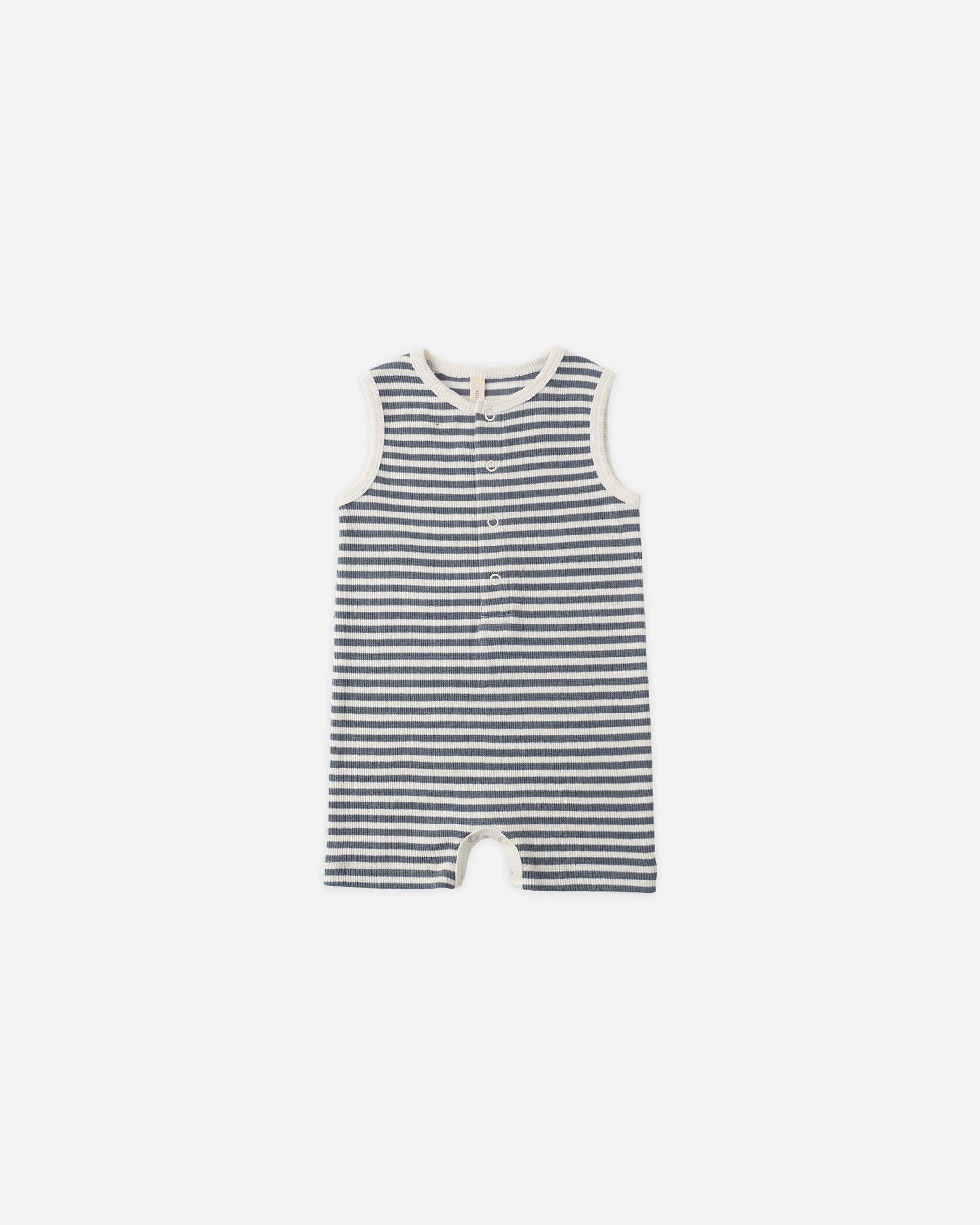 Ribbed Henley Romper Ocean Stripe – Quincy Mae