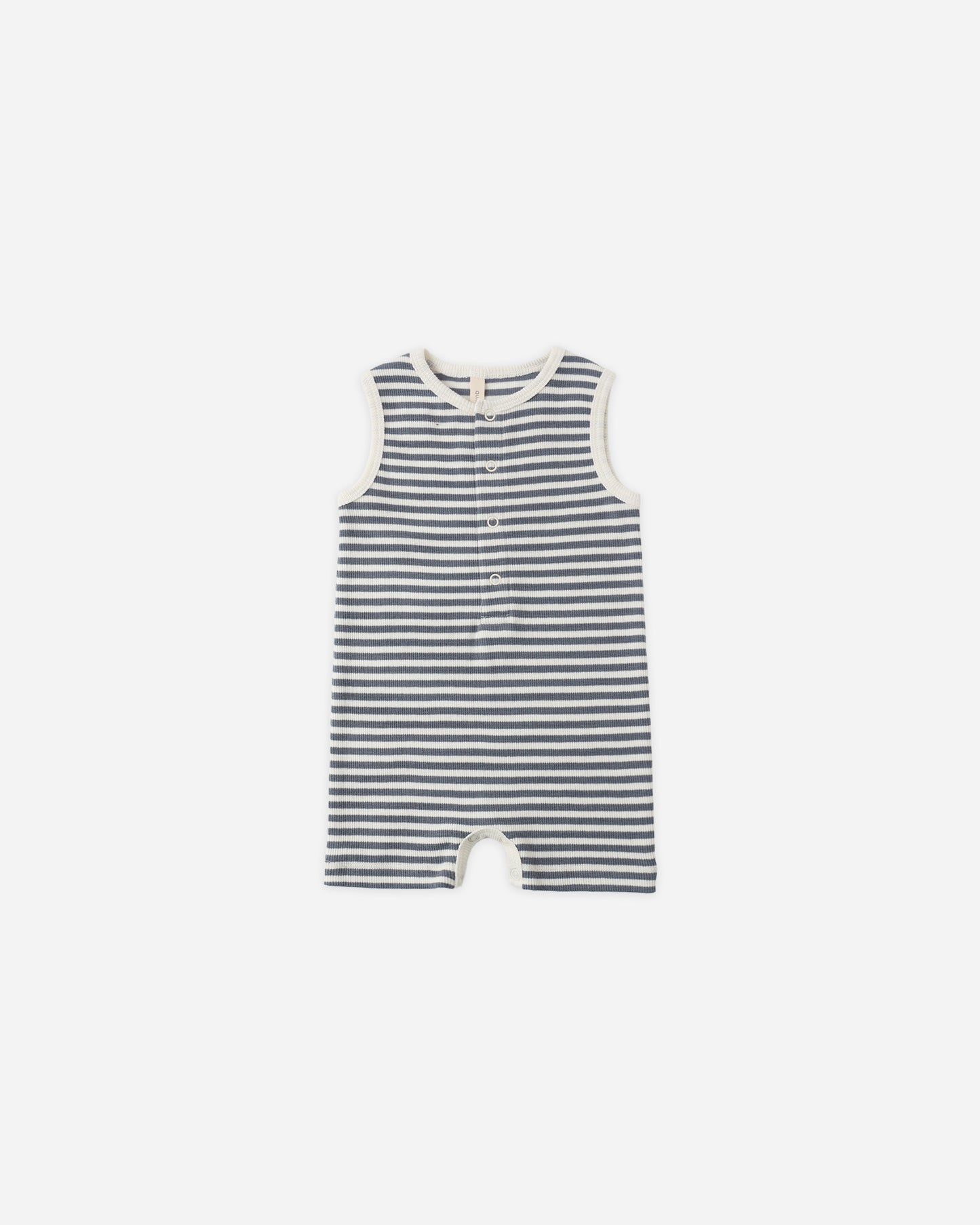 Ribbed Henley Romper Ocean Stripe - Rylee + Cru | Kids Clothes | Trendy Baby Clothes | Modern Infant Outfits |