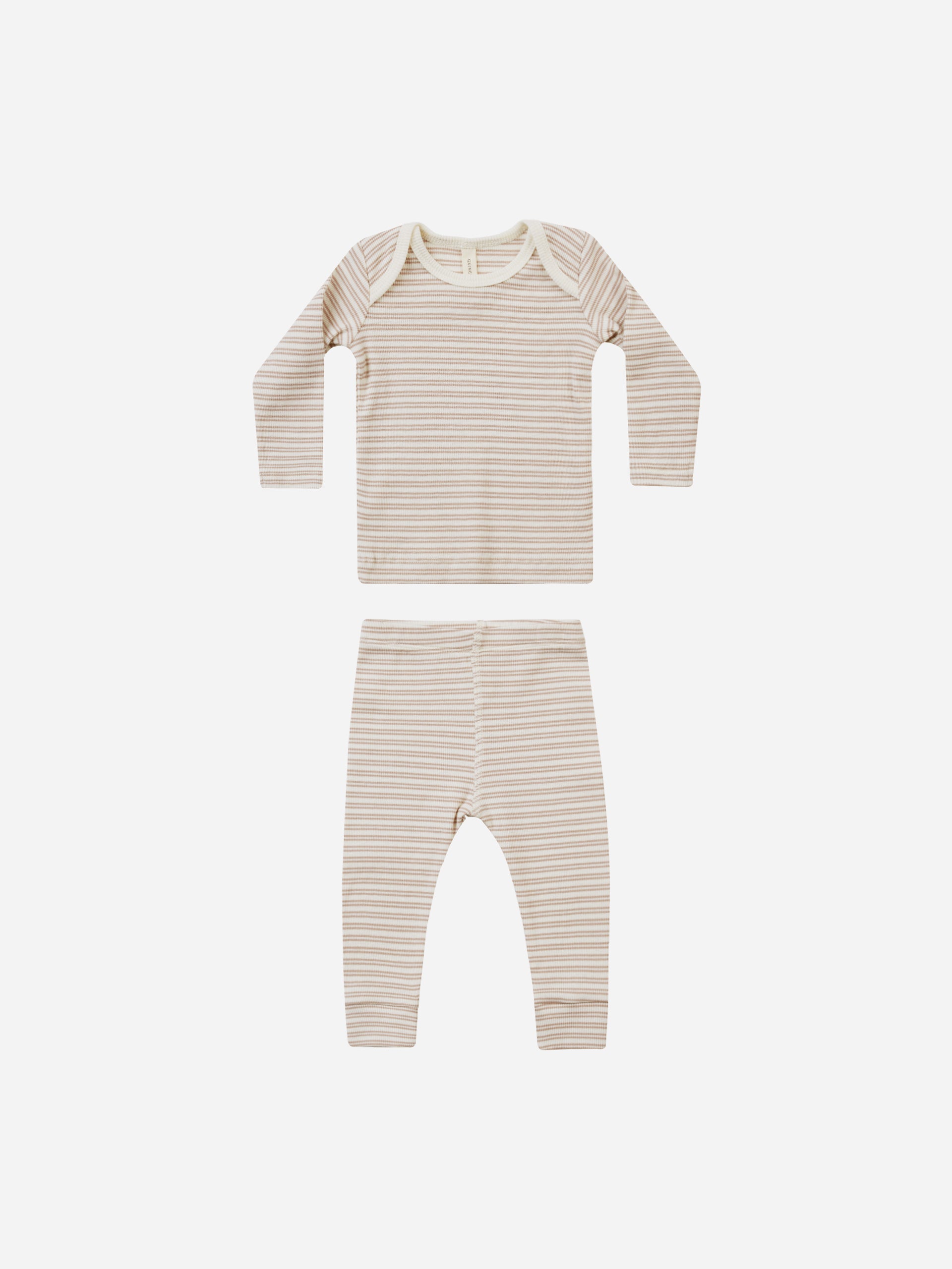 Ribbed Tee + Legging Set || Oat Stripe - Rylee + Cru | Kids Clothes | Trendy Baby Clothes | Modern Infant Outfits |