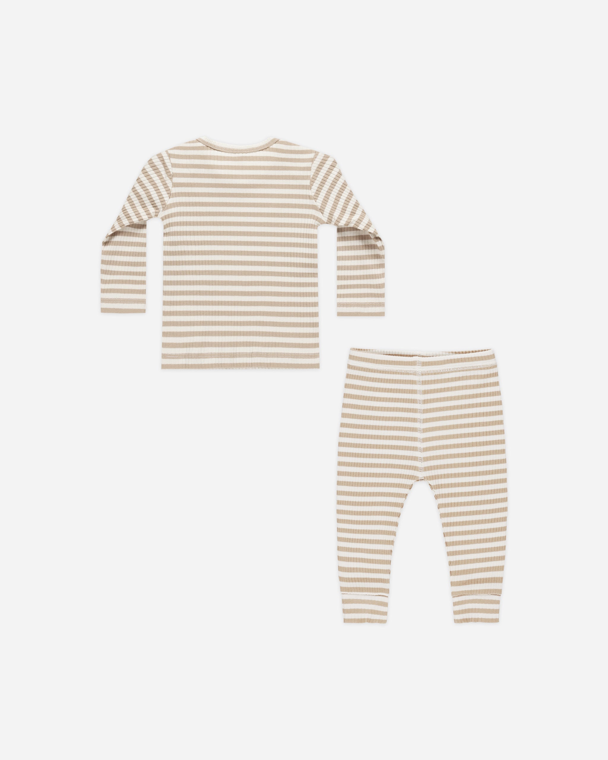 Ribbed Tee + Legging Set || Latte Stripe