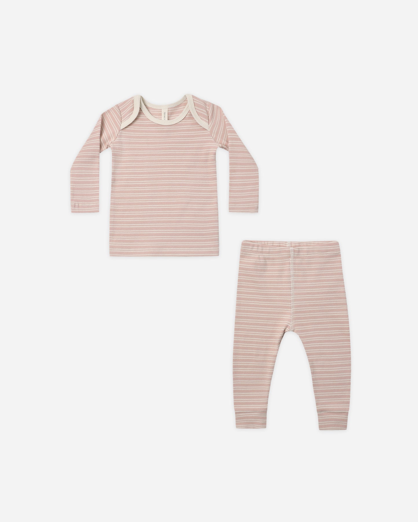 Ribbed Tee + Legging Set Dusty Rose Microstripe - Rylee + Cru | Kids Clothes | Trendy Baby Clothes | Modern Infant Outfits |
