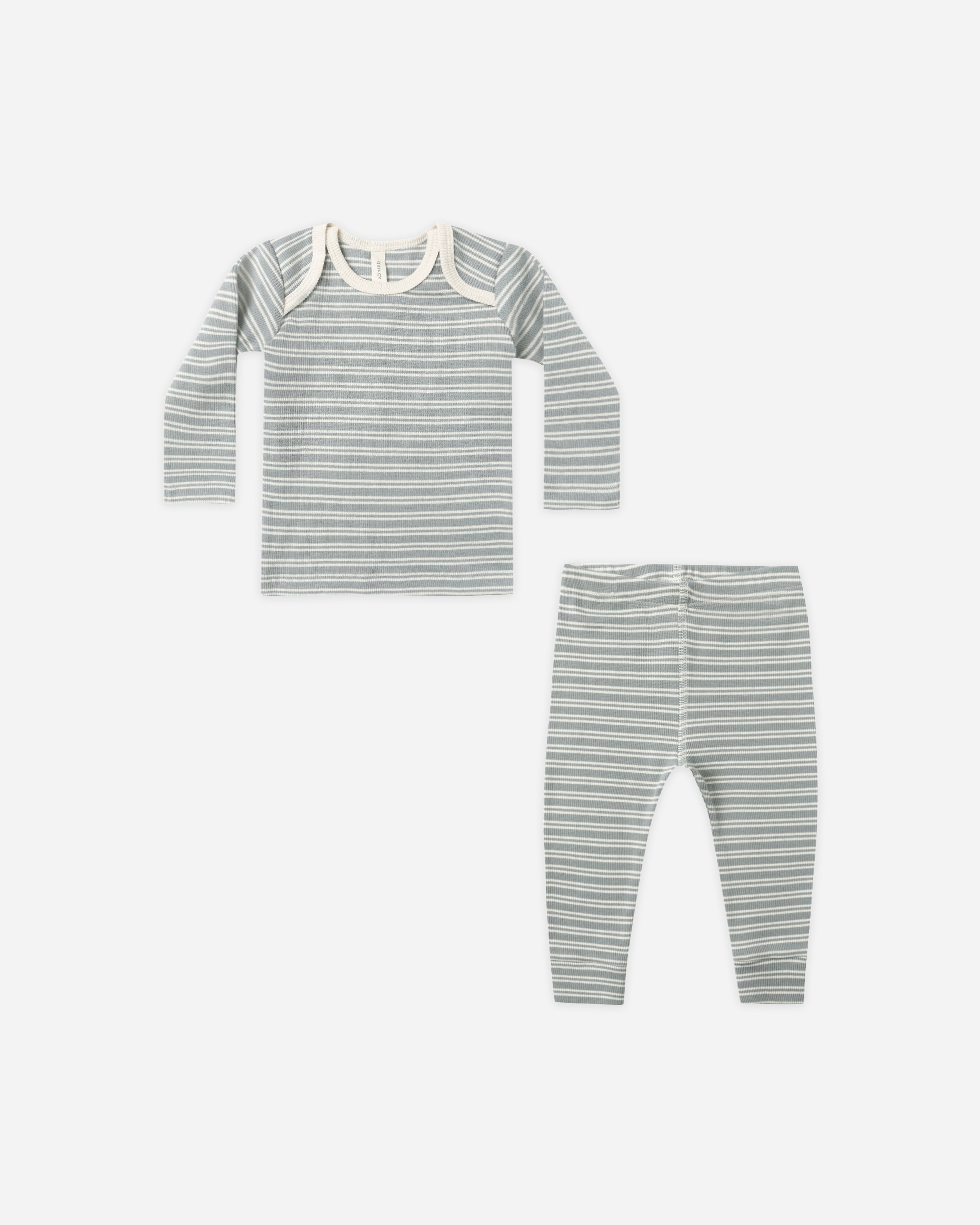 Ribbed Tee + Legging Set || Steel Blue Micro Stripe - Rylee + Cru | Kids Clothes | Trendy Baby Clothes | Modern Infant Outfits |