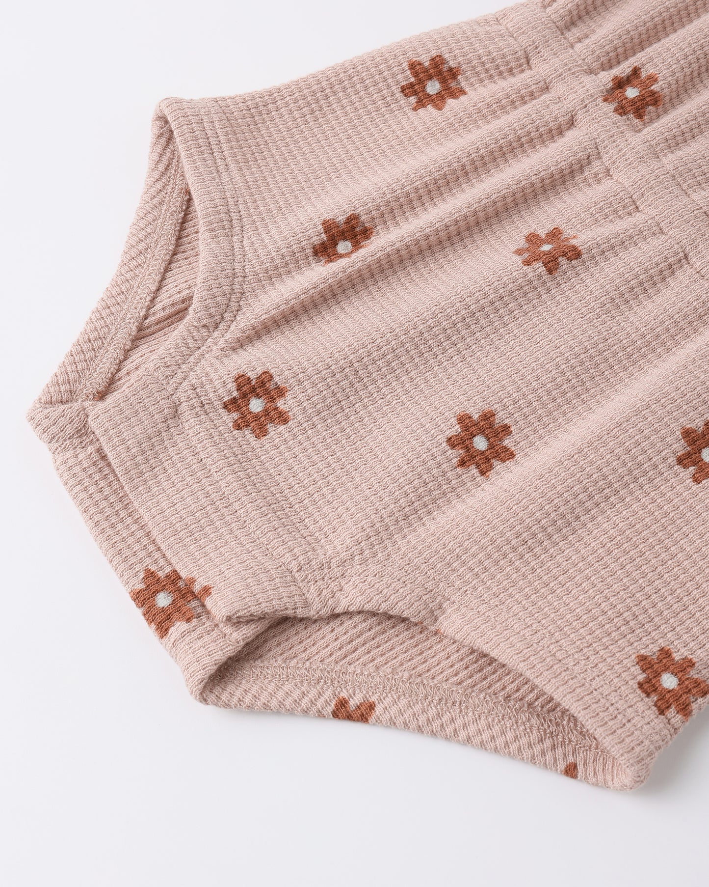 Waffle Cinch Romper Pink Daisy - Rylee + Cru | Kids Clothes | Trendy Baby Clothes | Modern Infant Outfits |