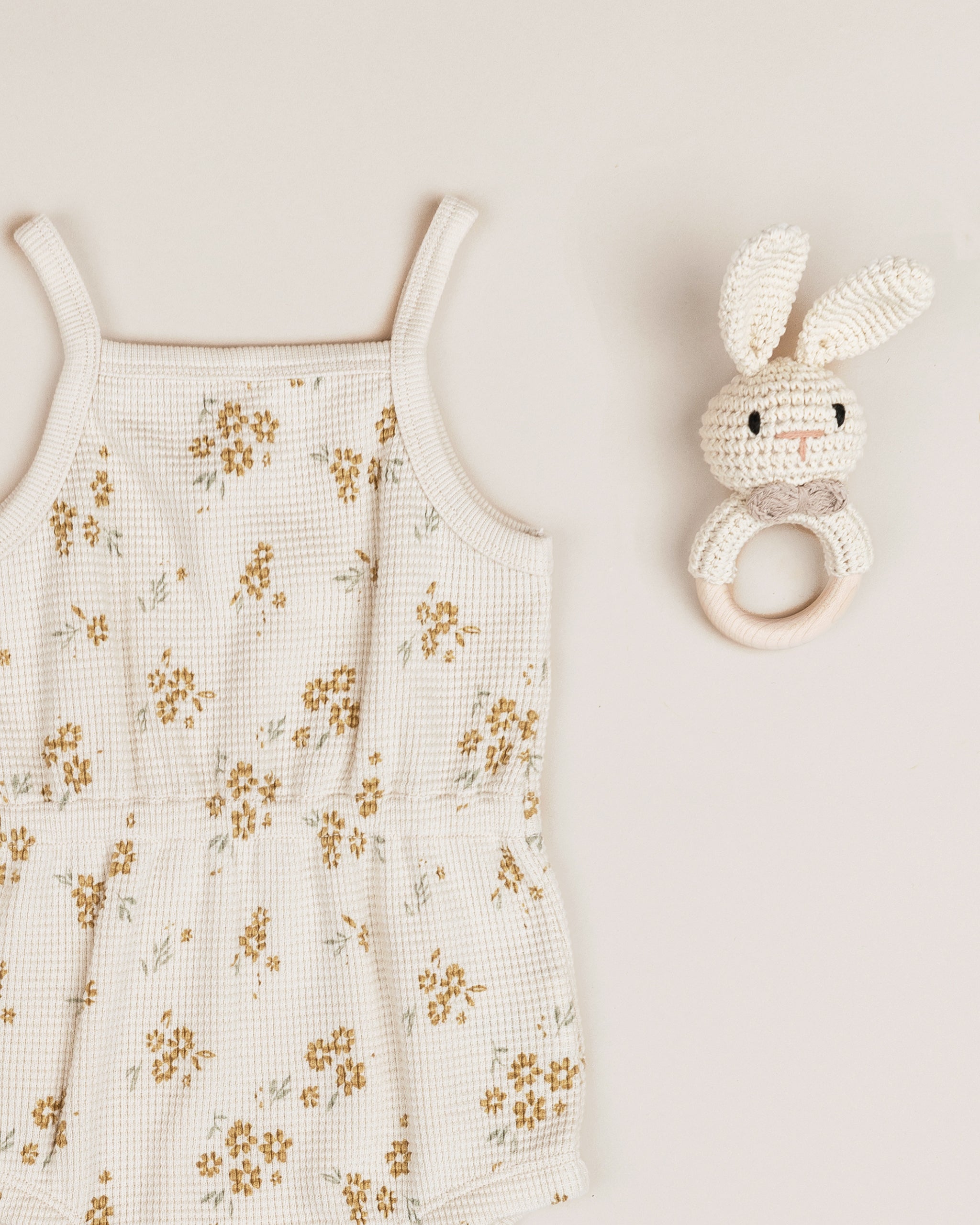 Waffle Cinch Romper || Honey Flower - Rylee + Cru | Kids Clothes | Trendy Baby Clothes | Modern Infant Outfits |