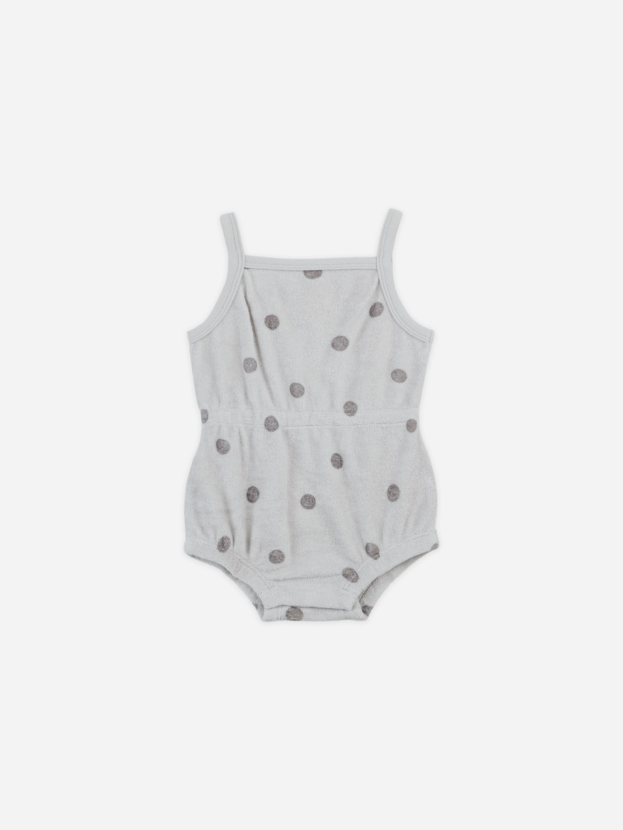 Terry Cinch Romper || Polka Dot - Rylee + Cru | Kids Clothes | Trendy Baby Clothes | Modern Infant Outfits |