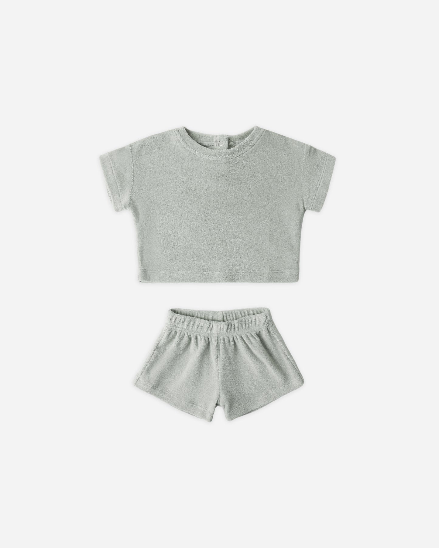 Terry Tee + Short Set Sage - Rylee + Cru | Kids Clothes | Trendy Baby Clothes | Modern Infant Outfits |