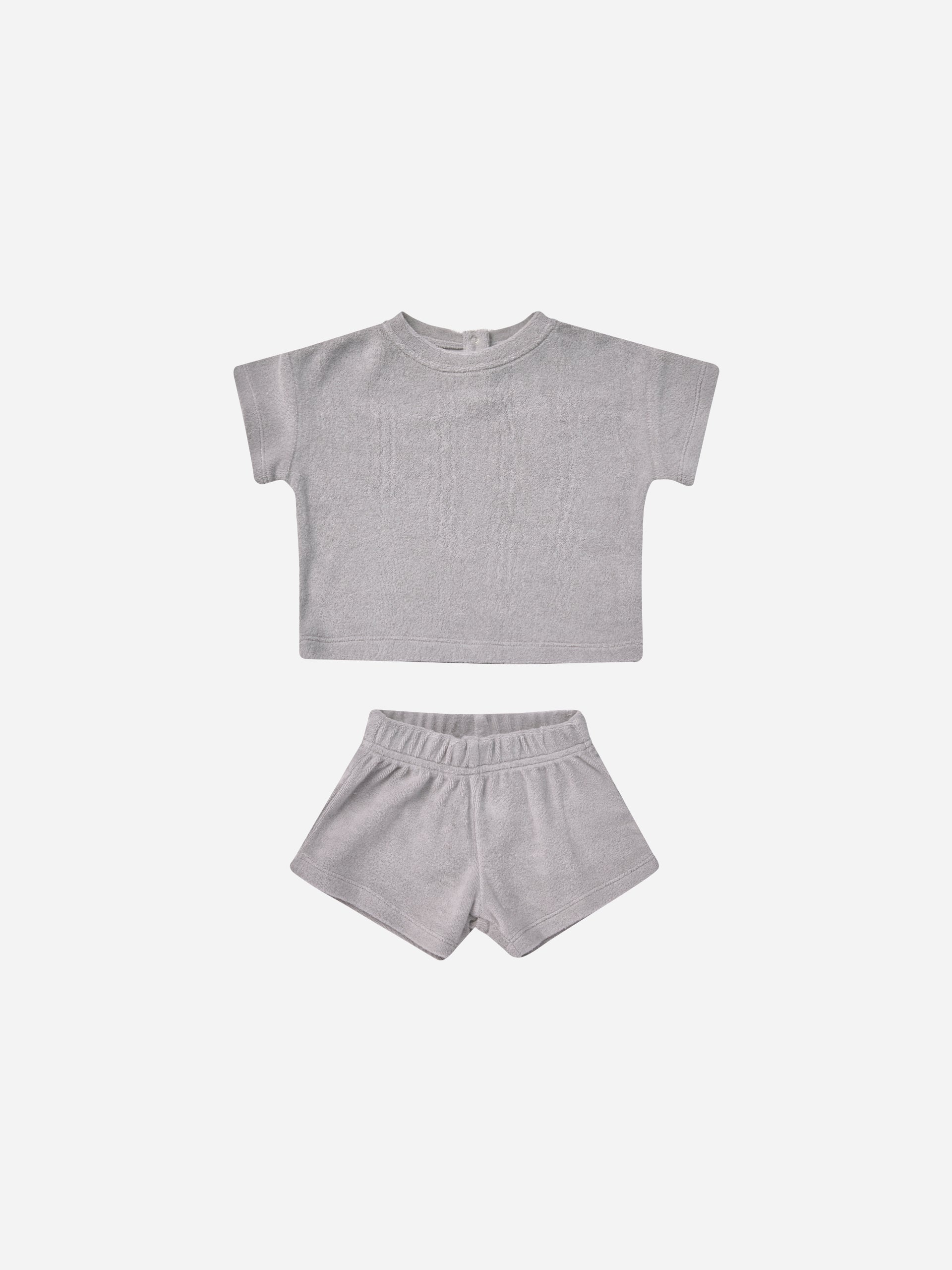 Terry Tee + Shorts Set || Periwinkle - Rylee + Cru | Kids Clothes | Trendy Baby Clothes | Modern Infant Outfits |