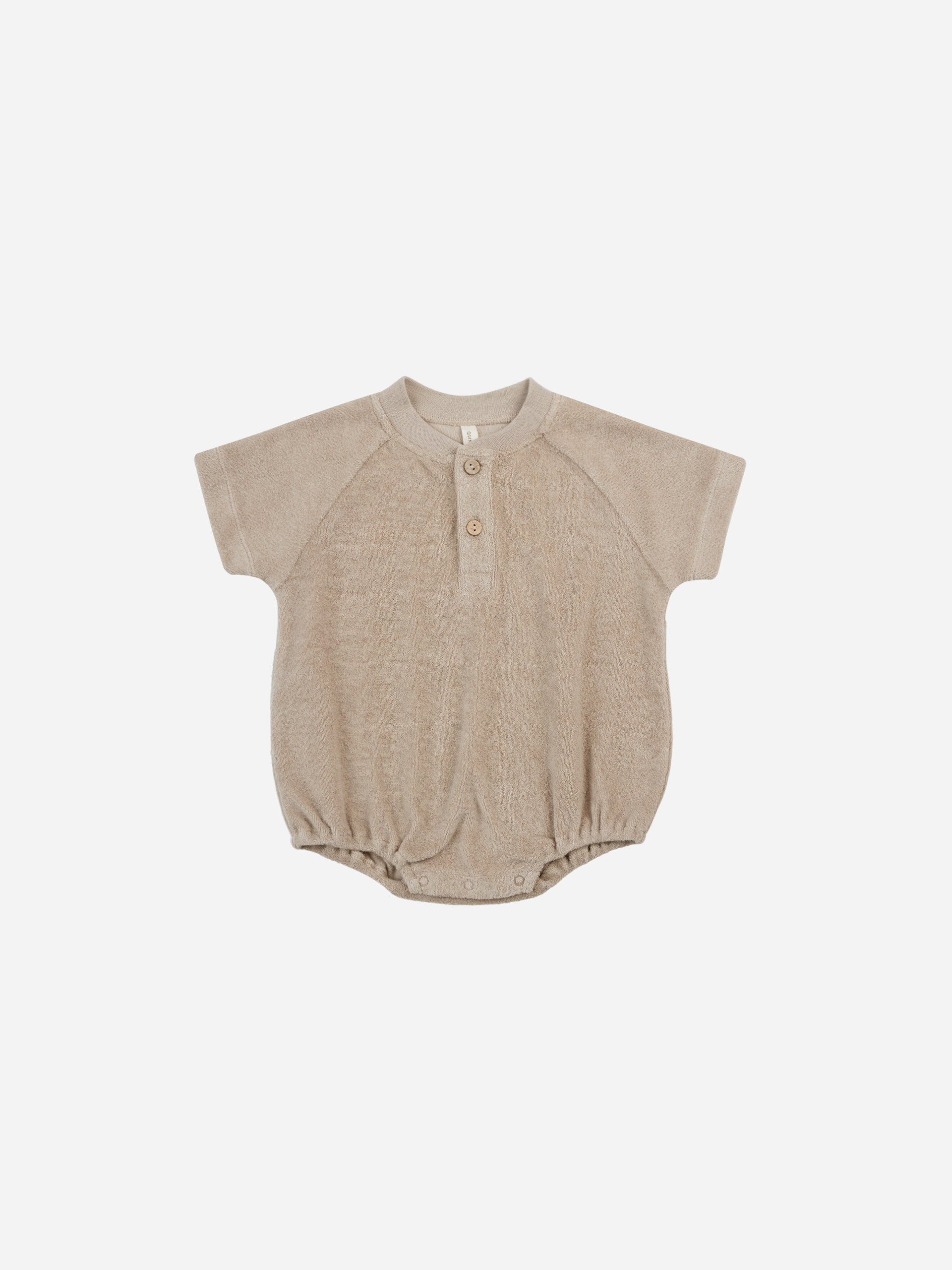 Terry Henley Romper || Oat - Rylee + Cru | Kids Clothes | Trendy Baby Clothes | Modern Infant Outfits |