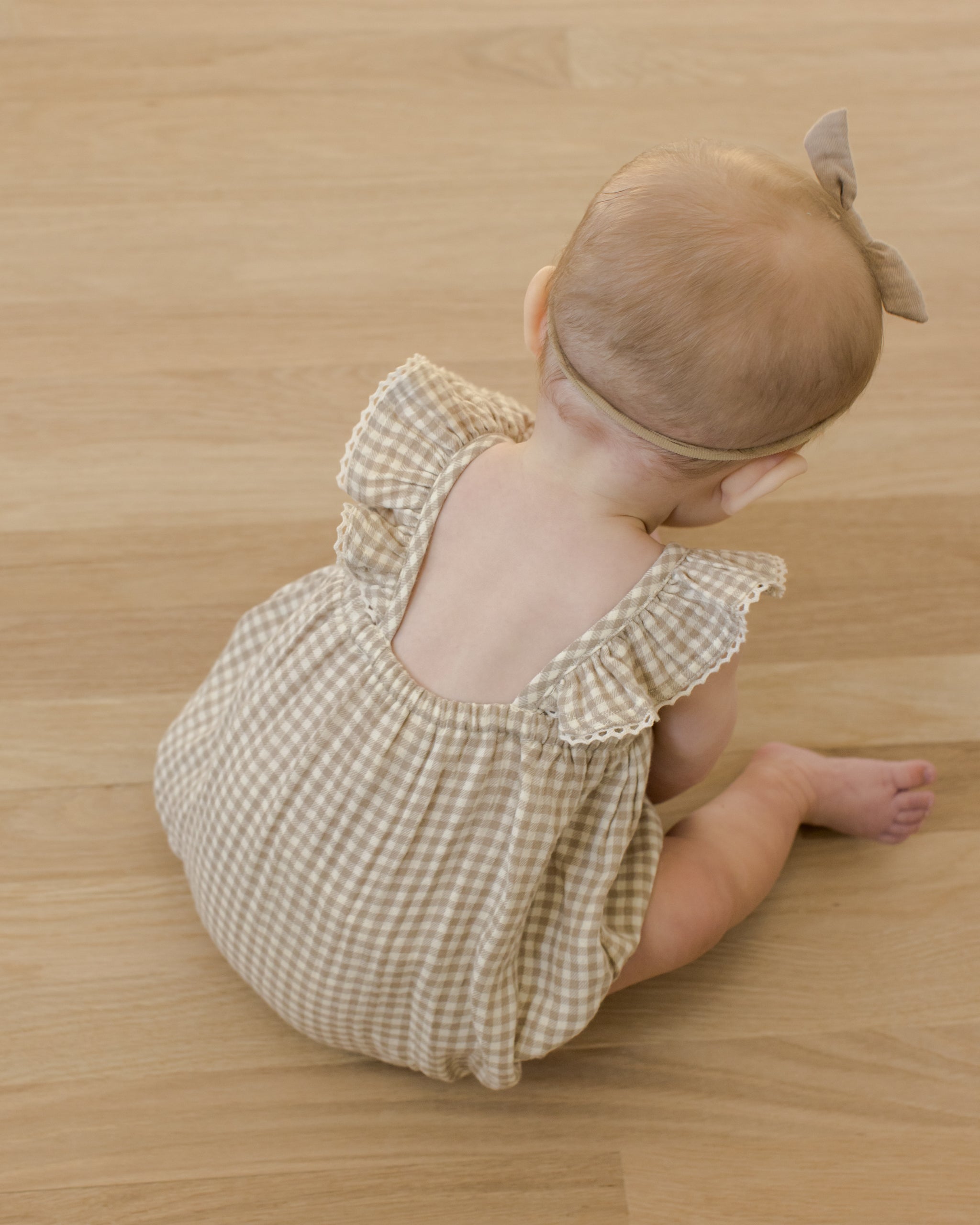 Bonnie Romper || Oat Gingham - Rylee + Cru | Kids Clothes | Trendy Baby Clothes | Modern Infant Outfits |