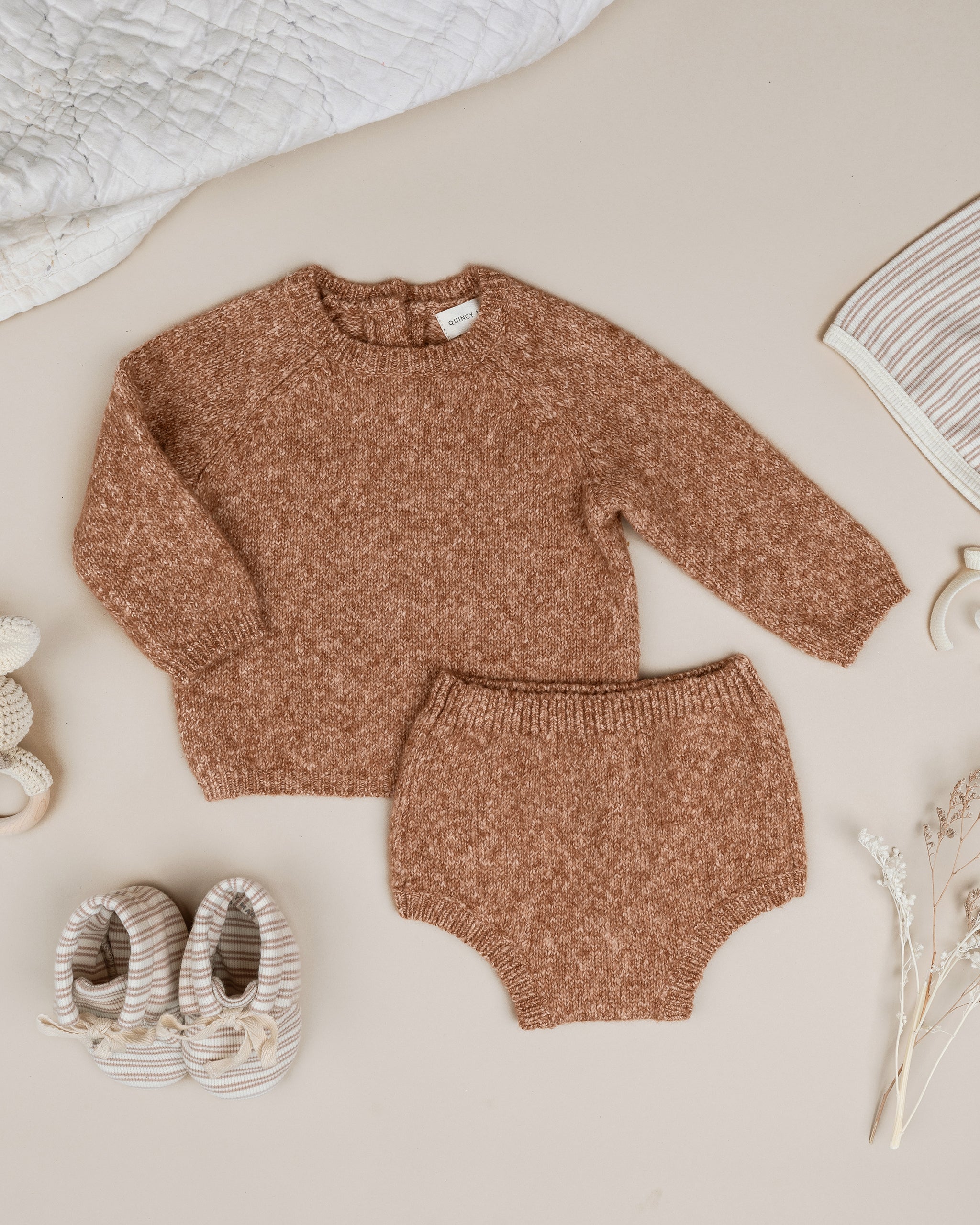 Bailey Knit Set || Heathered Clay - Rylee + Cru | Kids Clothes | Trendy Baby Clothes | Modern Infant Outfits |
