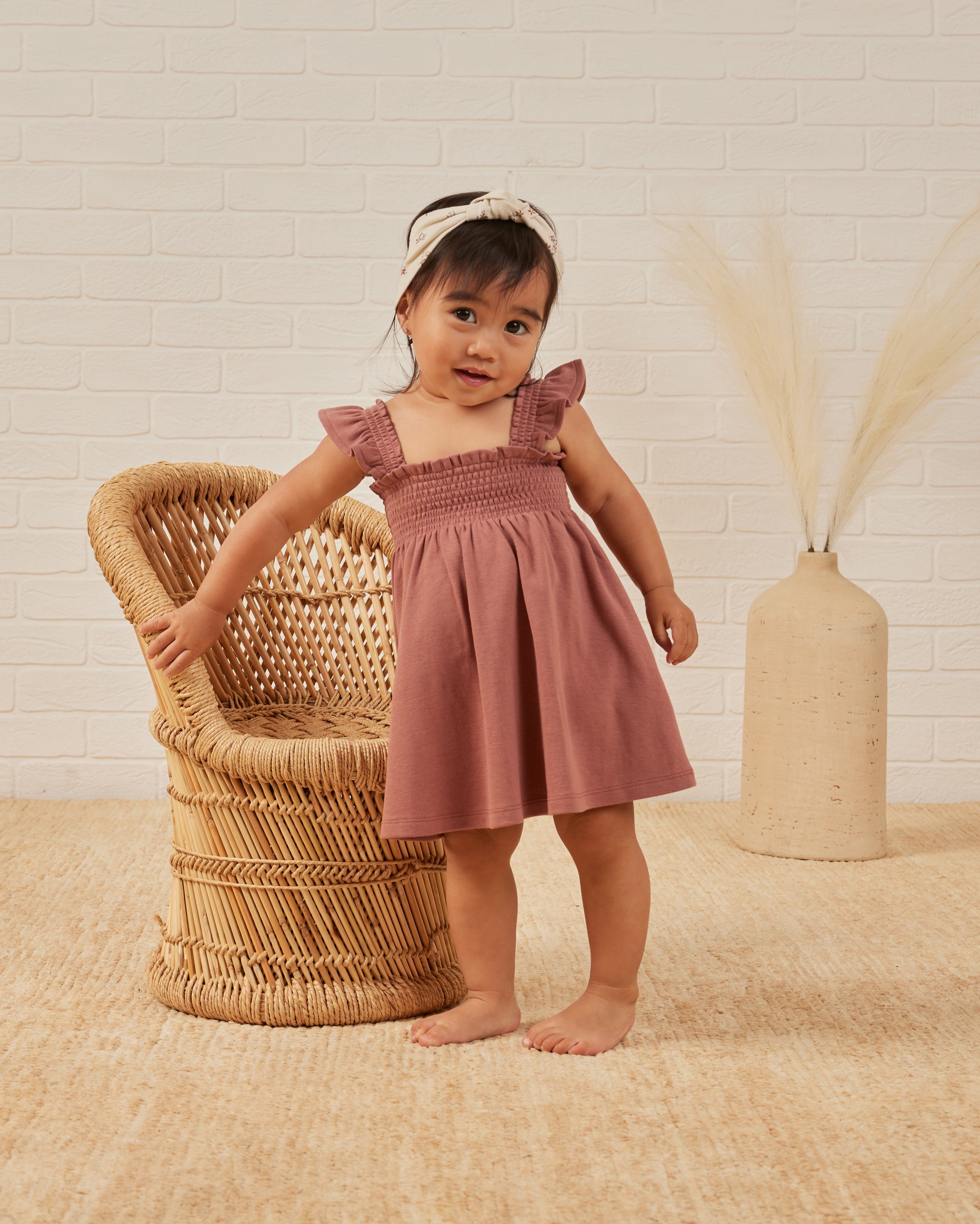 Smocked Jersey Dress || Berry - Rylee + Cru | Kids Clothes | Trendy Baby Clothes | Modern Infant Outfits |