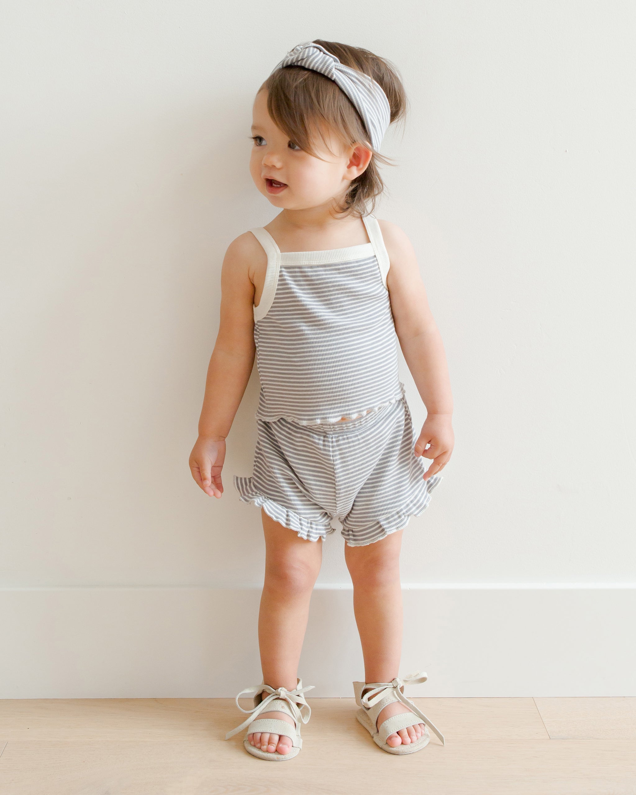 Evie Tank + Shortie Set || Lagoon Micro Stripe - Rylee + Cru | Kids Clothes | Trendy Baby Clothes | Modern Infant Outfits |