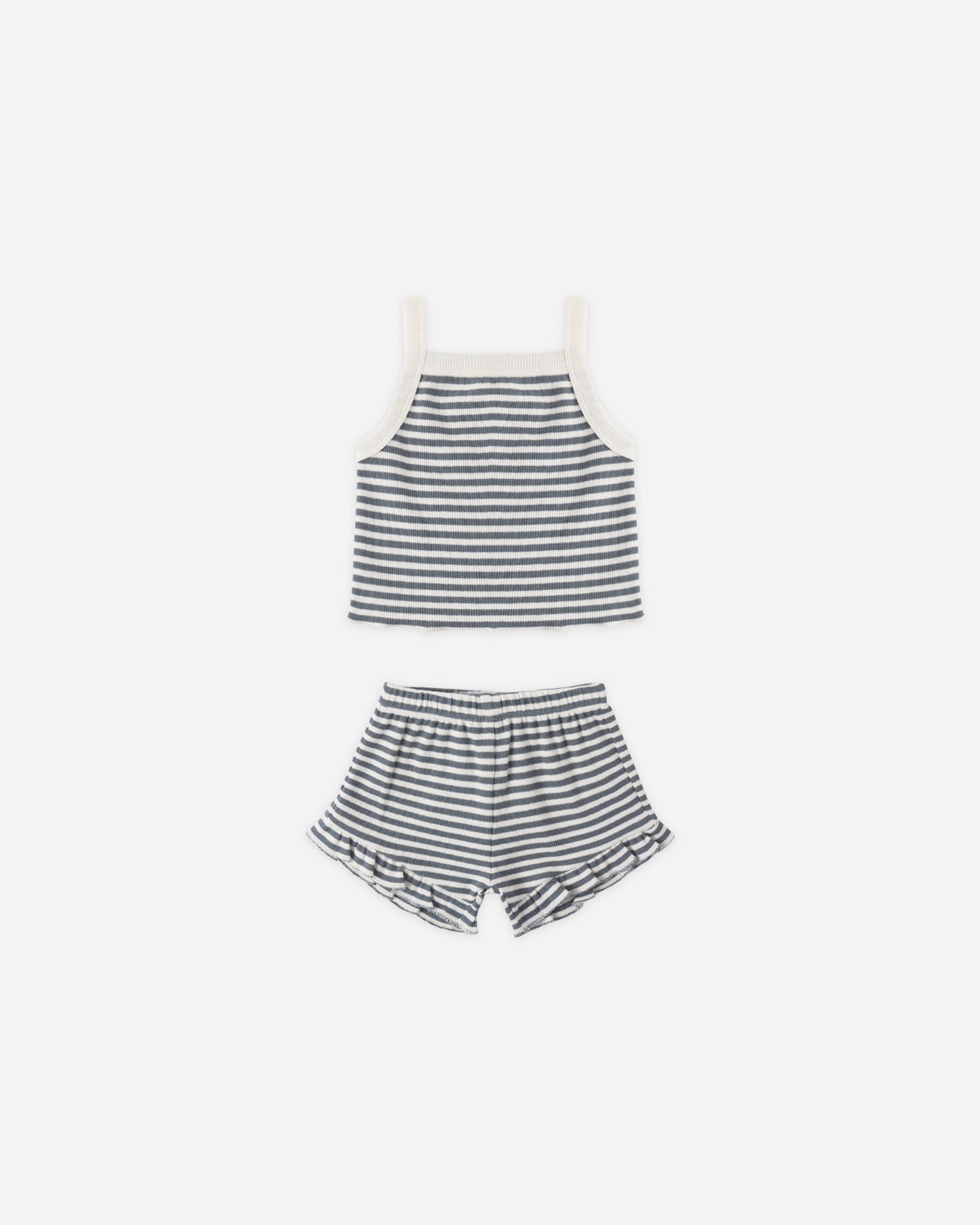 Evie Tank + Shortie Set Ocean Stripe - Rylee + Cru | Kids Clothes | Trendy Baby Clothes | Modern Infant Outfits |