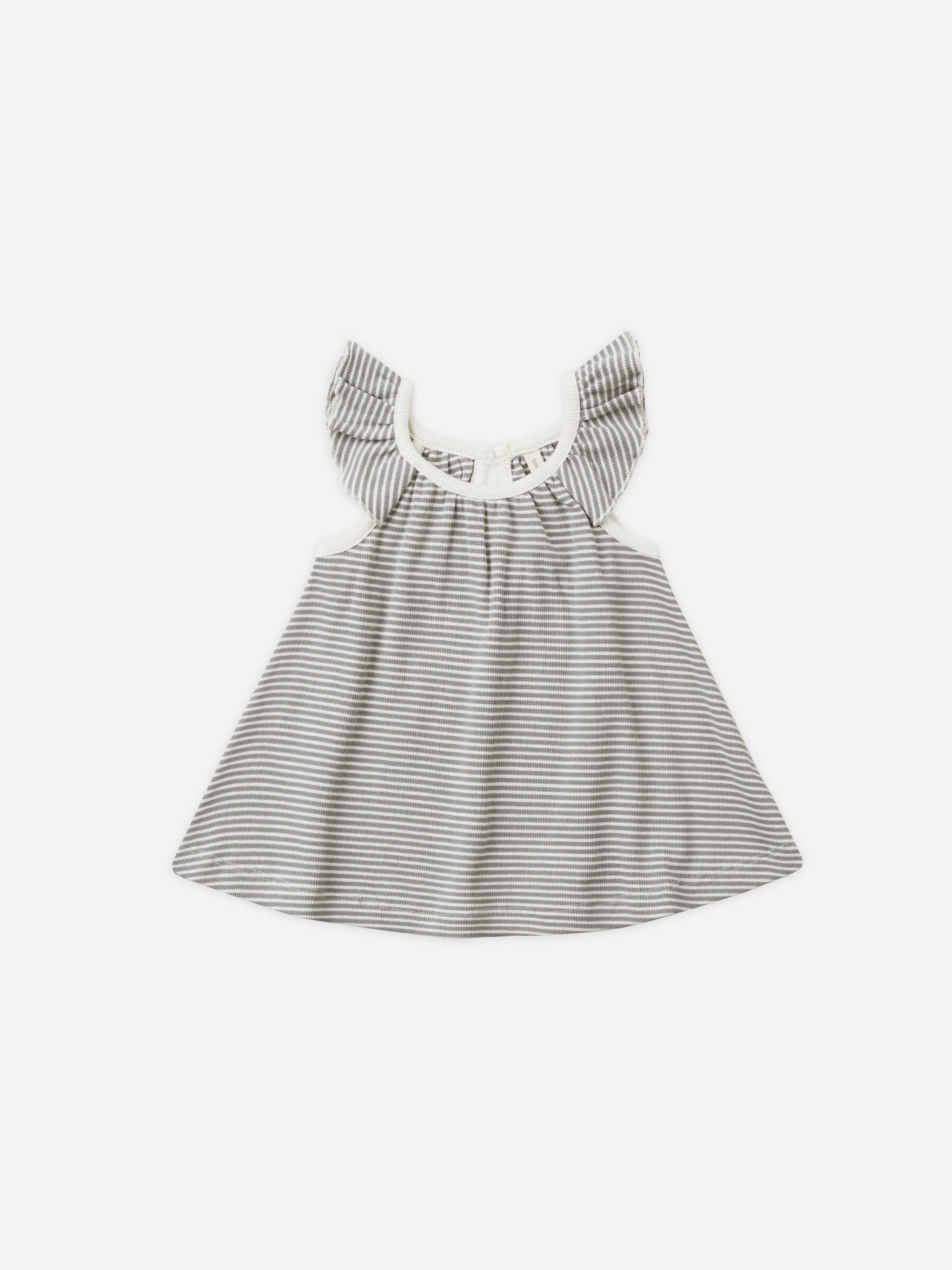 Ruffle Swing Dress || Lagoon Micro Stripe - Rylee + Cru | Kids Clothes | Trendy Baby Clothes | Modern Infant Outfits |