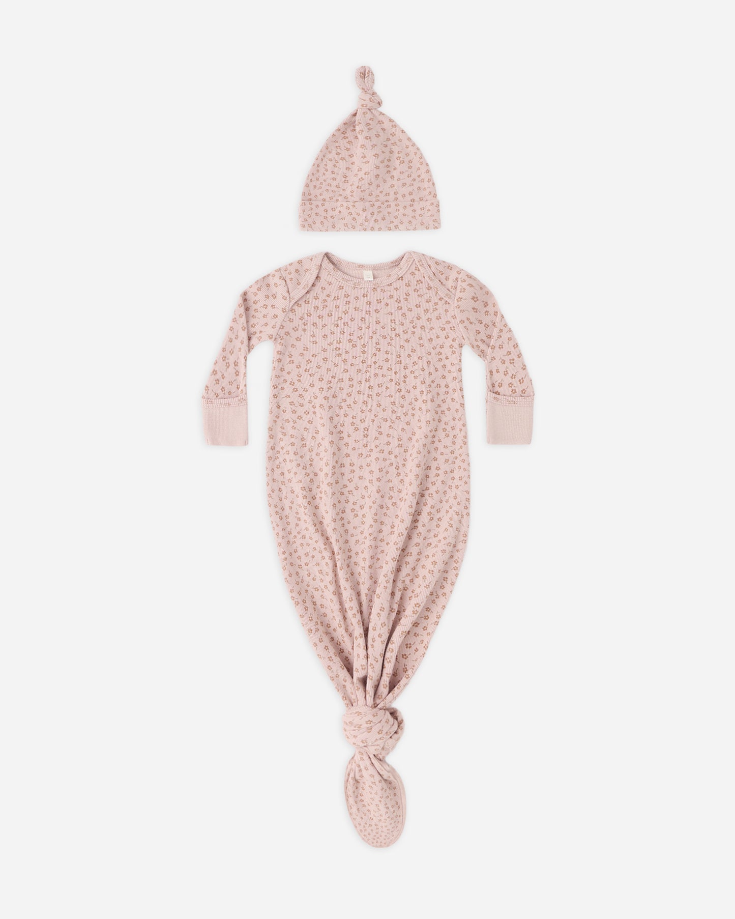 Knotted Baby Gown + Hat Set Posy - Rylee + Cru | Kids Clothes | Trendy Baby Clothes | Modern Infant Outfits |