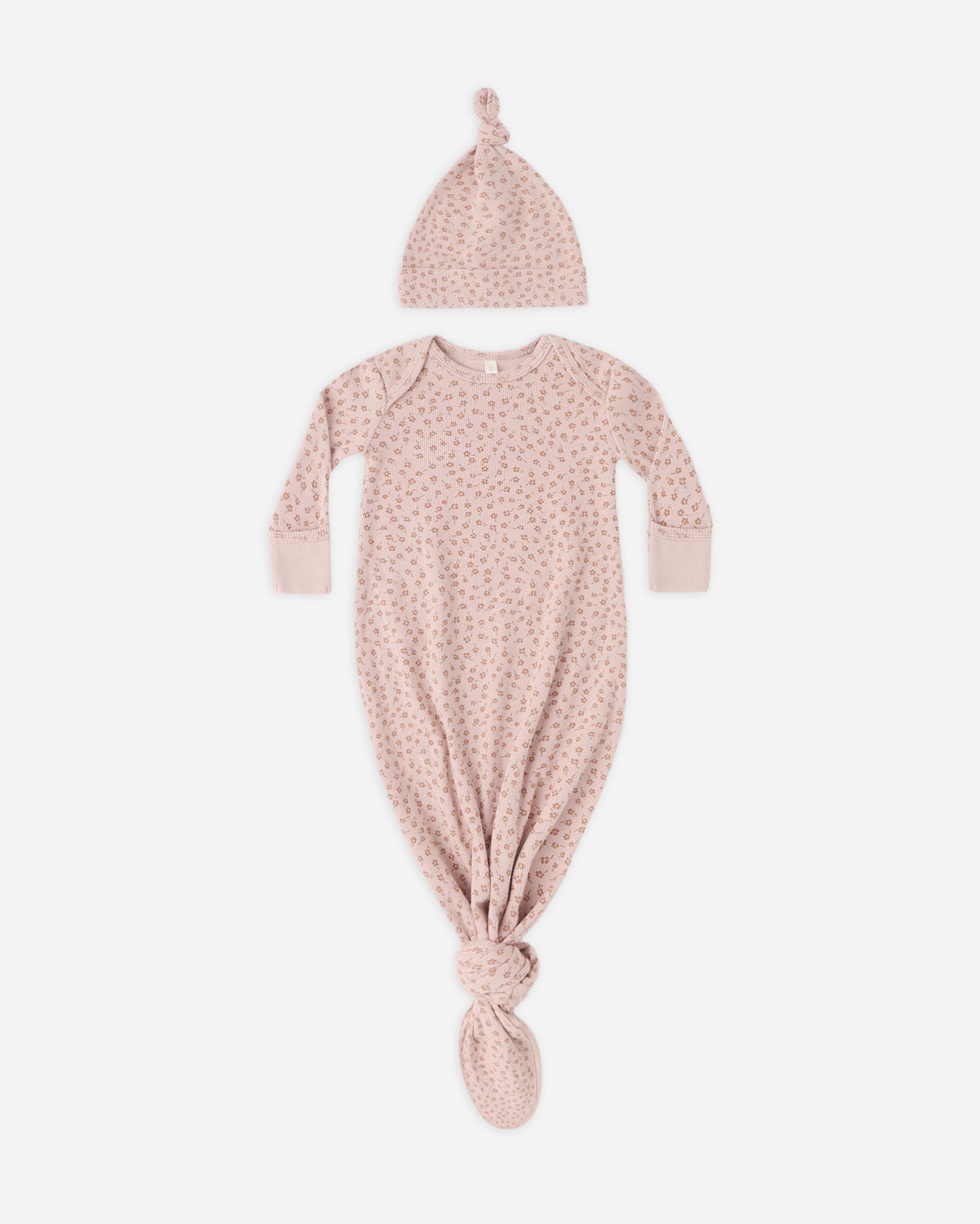 Knotted Baby Gown + Hat Set Posy - Rylee + Cru | Kids Clothes | Trendy Baby Clothes | Modern Infant Outfits |