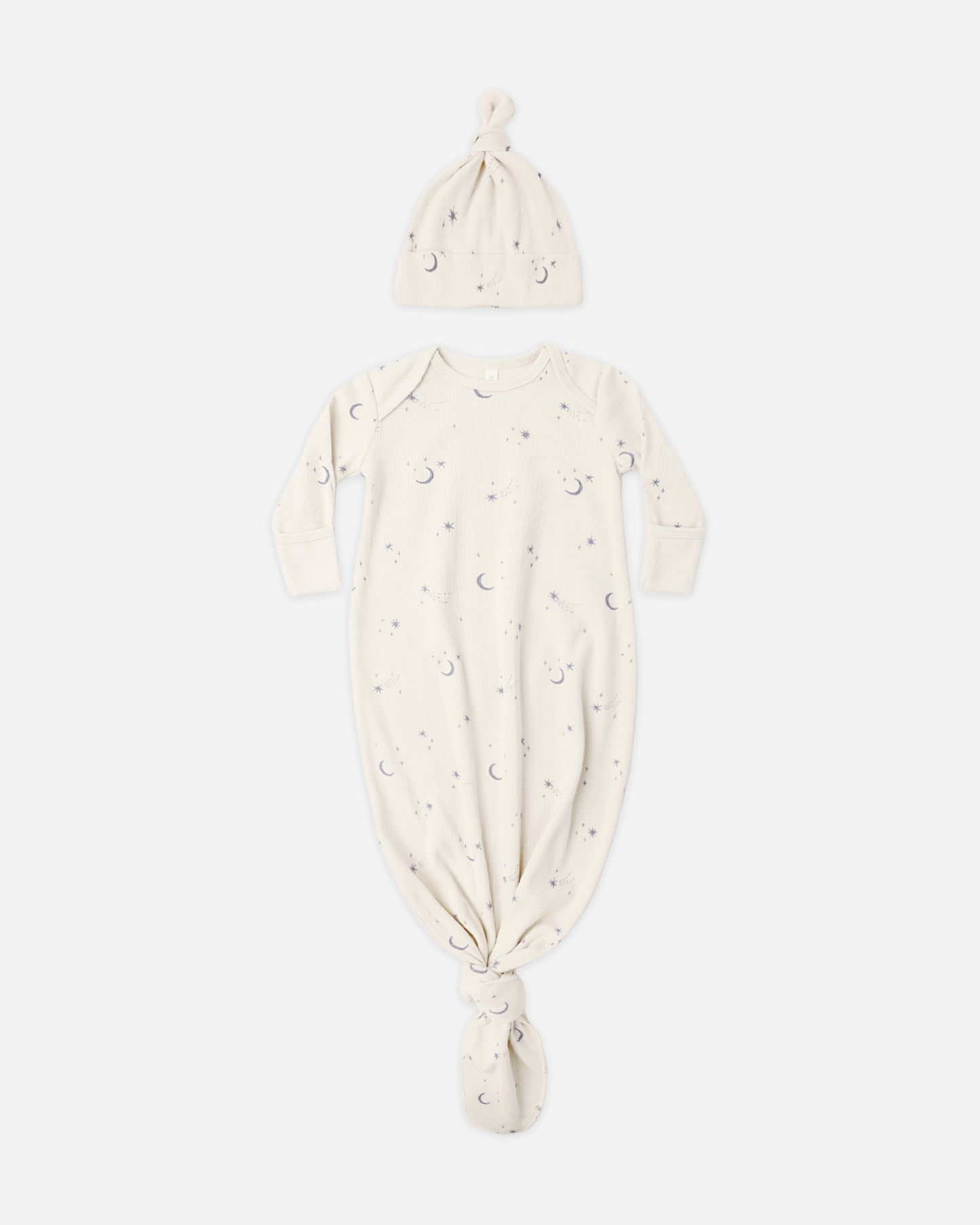 Knotted Baby Gown + Hat Set Celestial - Rylee + Cru | Kids Clothes | Trendy Baby Clothes | Modern Infant Outfits |