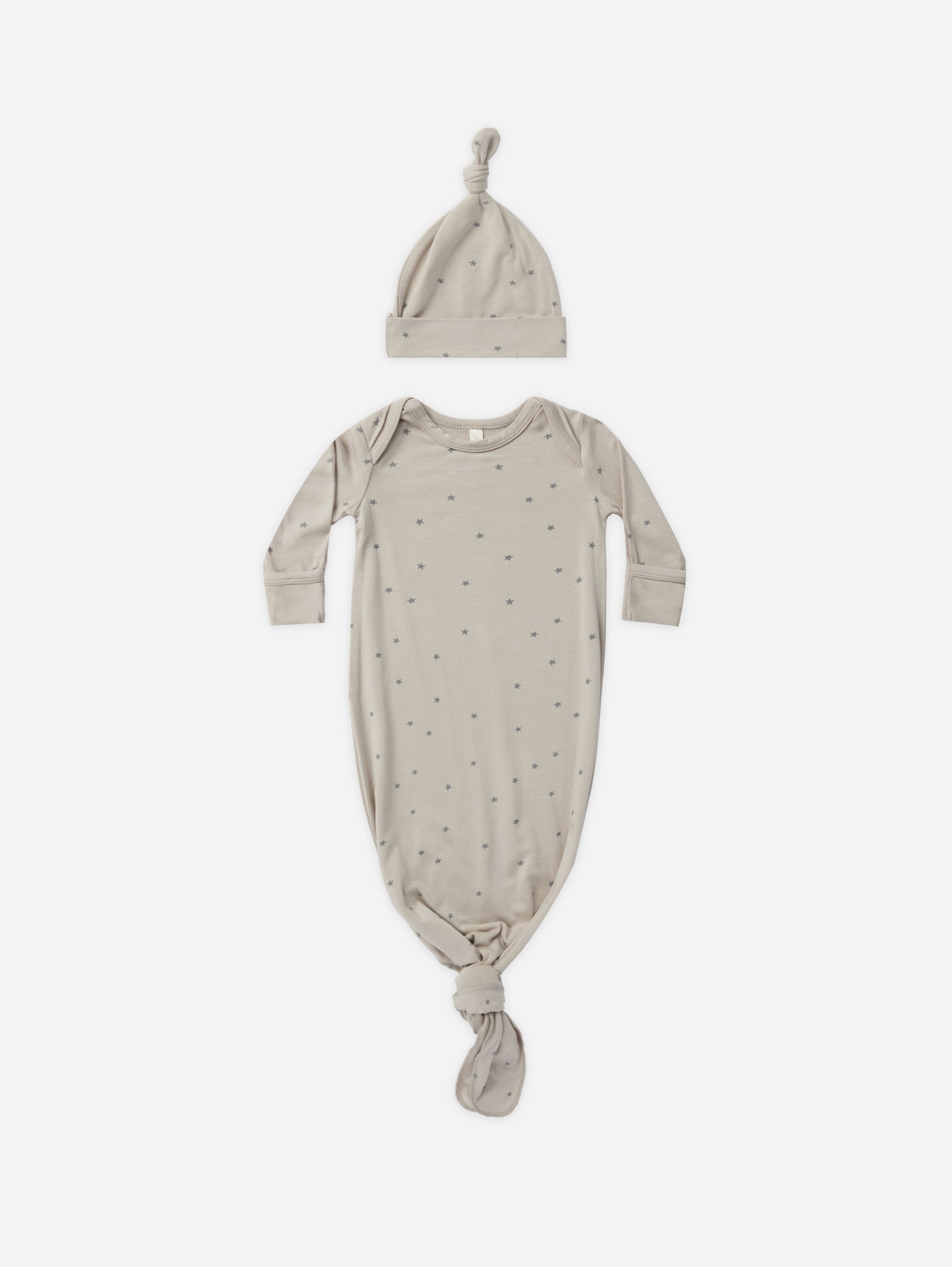 Knotted Baby Gown + Hat Set || Stars - Rylee + Cru | Kids Clothes | Trendy Baby Clothes | Modern Infant Outfits |