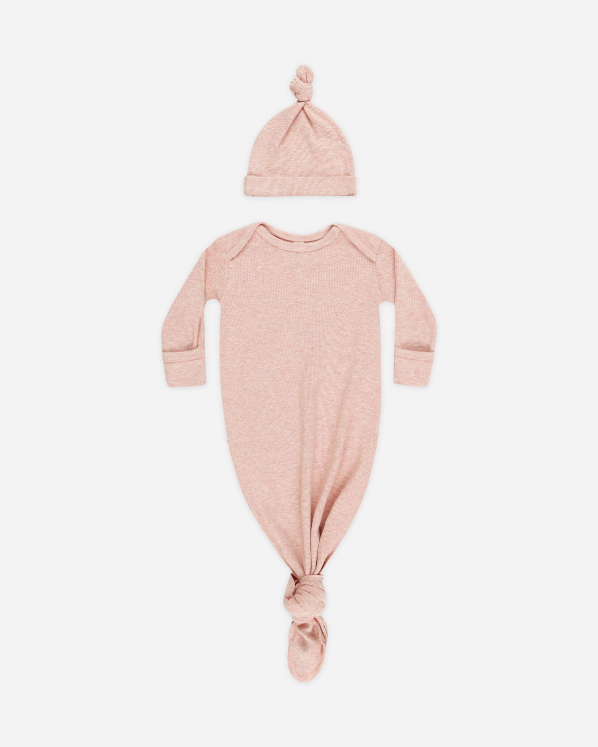Knotted Baby Gown + Hat || Rose - Rylee + Cru | Kids Clothes | Trendy Baby Clothes | Modern Infant Outfits |